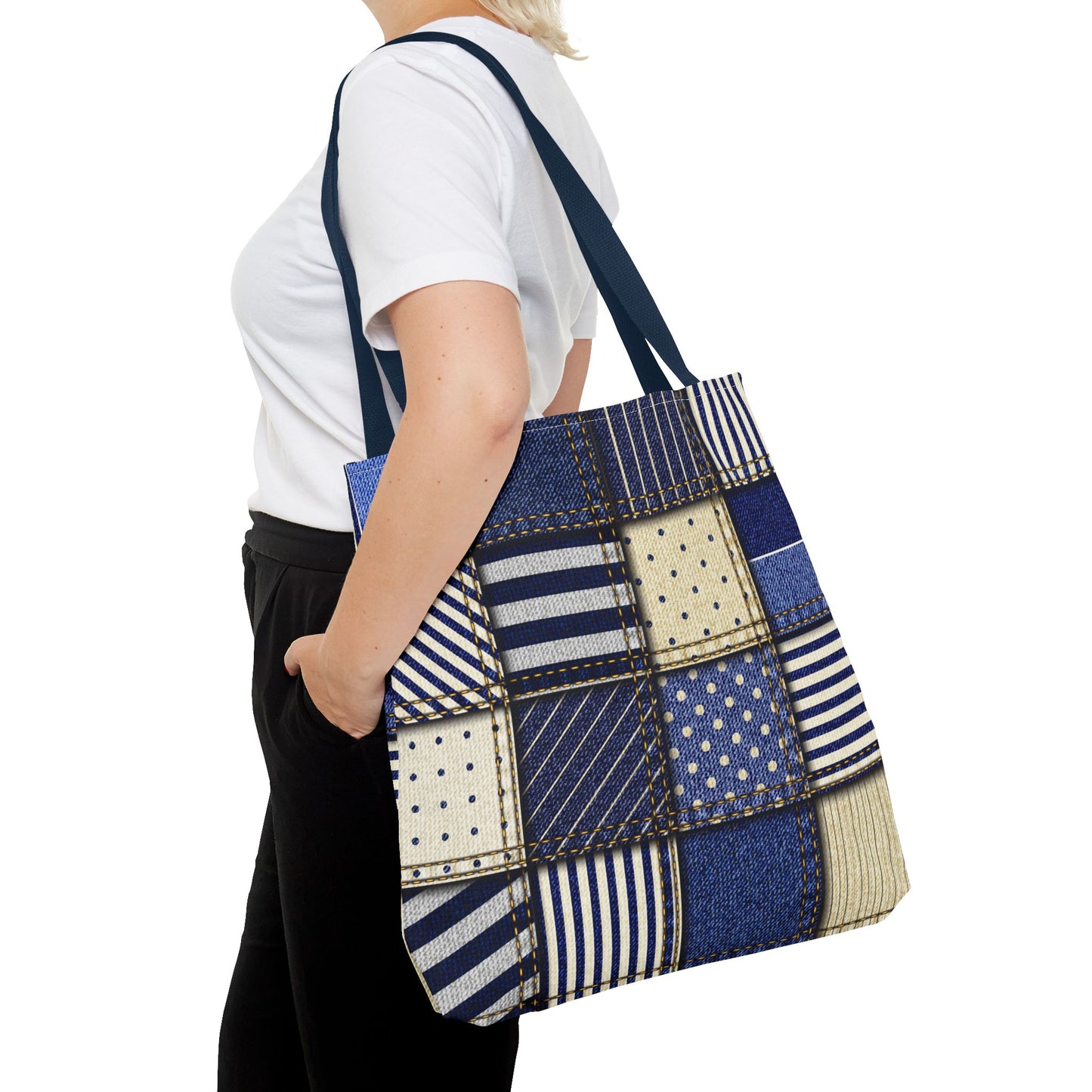 Denim Patchwork Tote Bag - Stylish Everyday Bag, Eco-Friendly Fashion, Perfect for Shopping, Beach, Travel, or Gifts