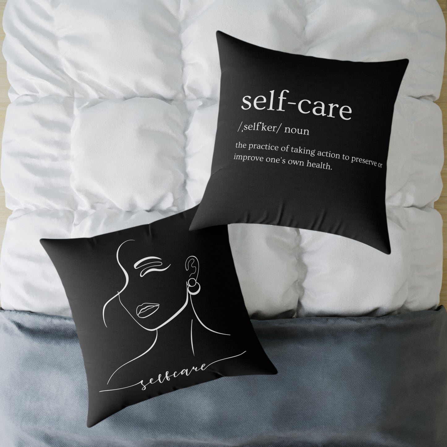 Chic Self-Care Pillow - Modern Decor, Cozy Home Accent, Gift for Wellness Lovers, Affirmation Decor, Inspirational Cushion