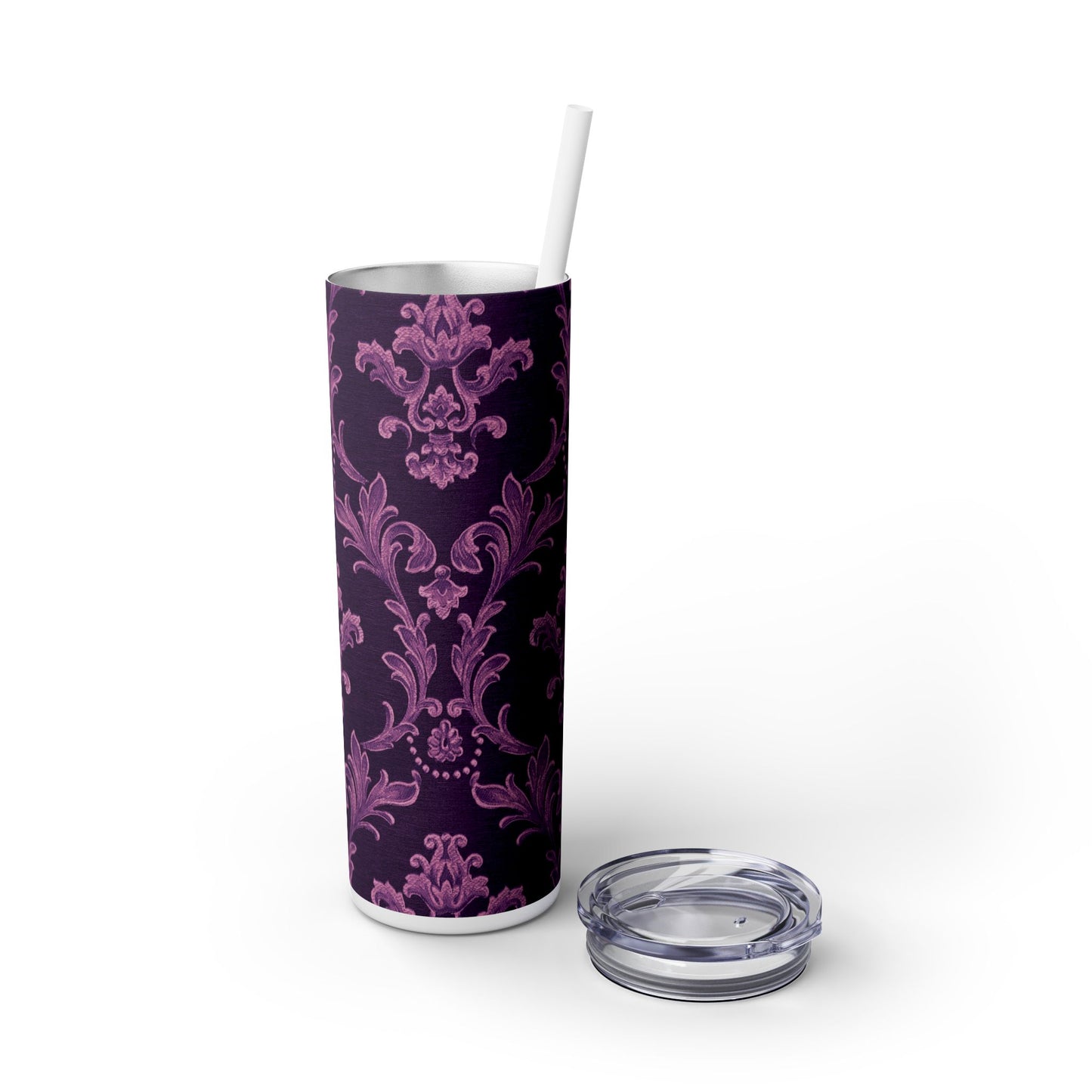Elegant Floral Skinny Tumbler with Straw, 20oz | Perfect for Travel, Gifts, Parties, Home Decor, and Daily Use