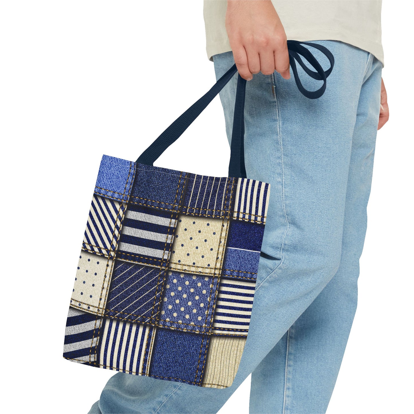 Denim Patchwork Tote Bag - Stylish Everyday Bag, Eco-Friendly Fashion, Perfect for Shopping, Beach, Travel, or Gifts