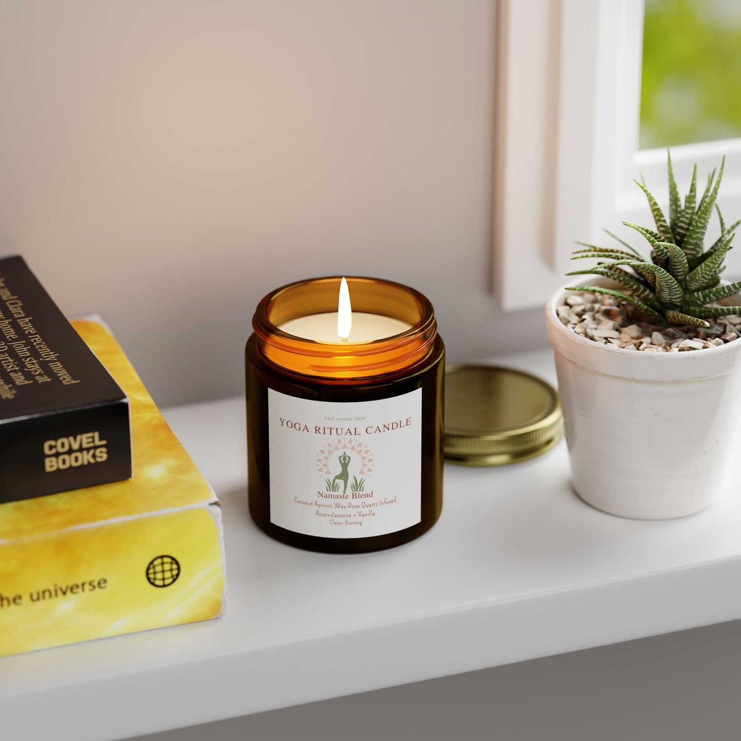Yoga Ritual Candle - Scented Coconut Apricot Wax, Aromatherapy Candle, Spiritual Candle, Meditation Gift, Eco-Friendly Candle