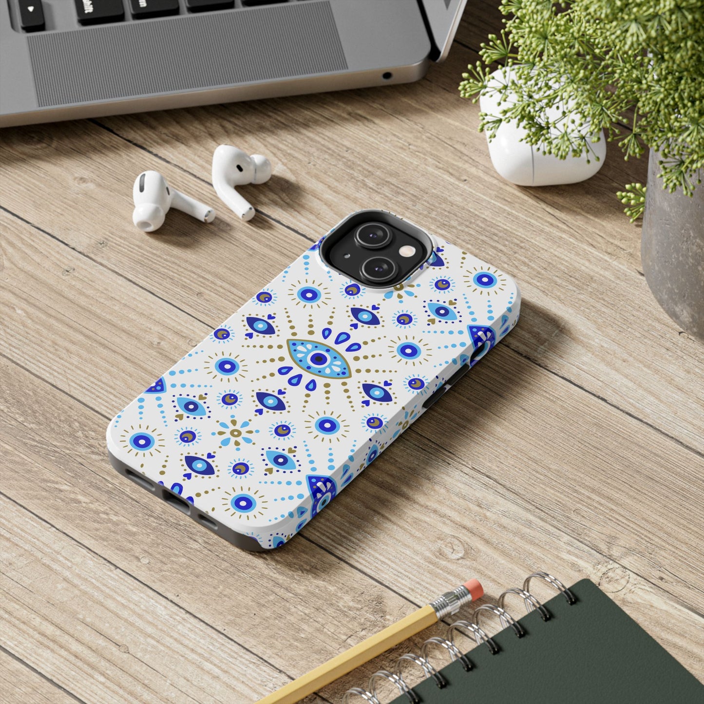 Blue Eye Pattern Tough Phone Cases, Durable Phone Cover, Bohemian Style, Unique Gift, Protective Tech Accessory