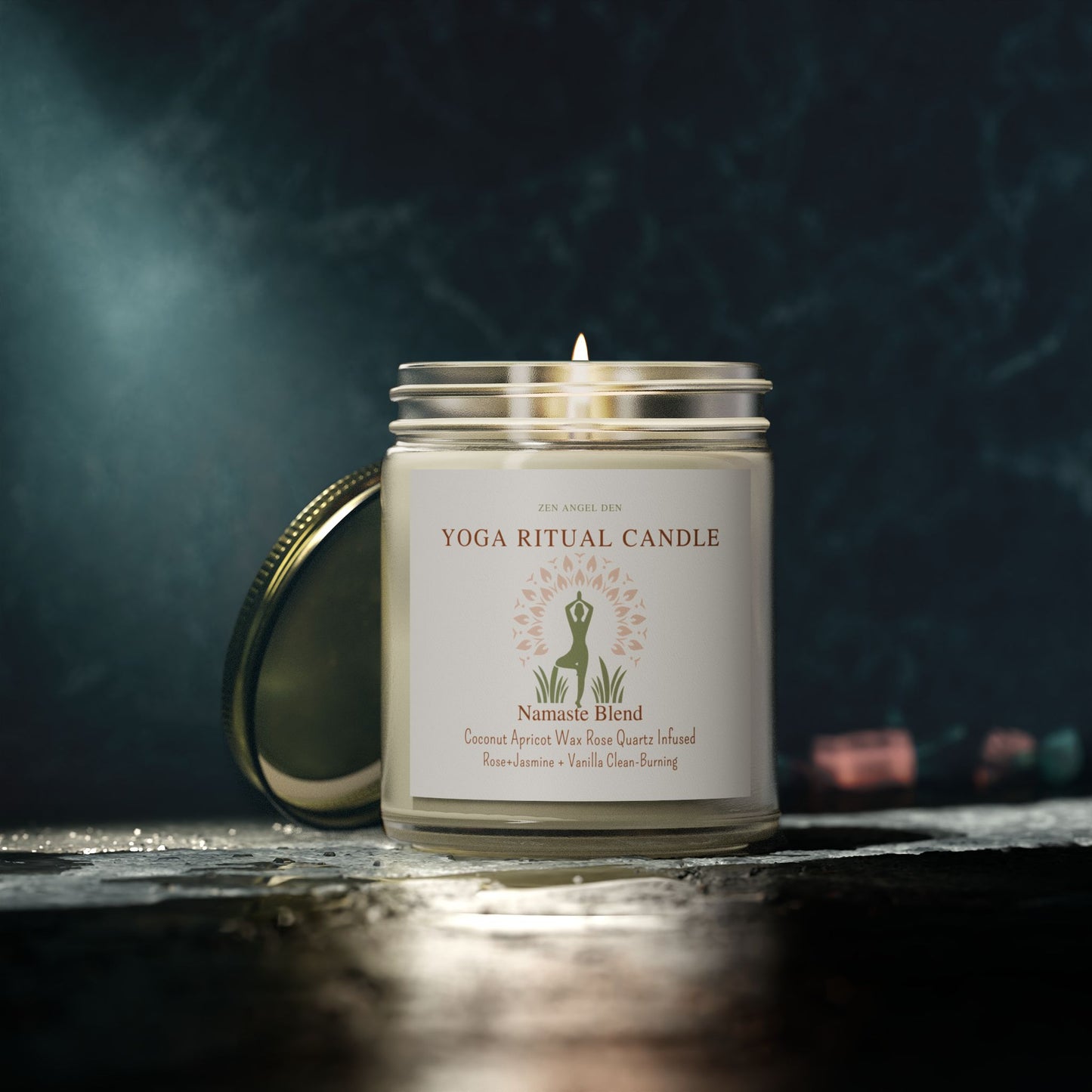 Yoga Ritual Candle - Scented Coconut Apricot Wax, Aromatherapy Candle, Spiritual Candle, Meditation Gift, Eco-Friendly Candle