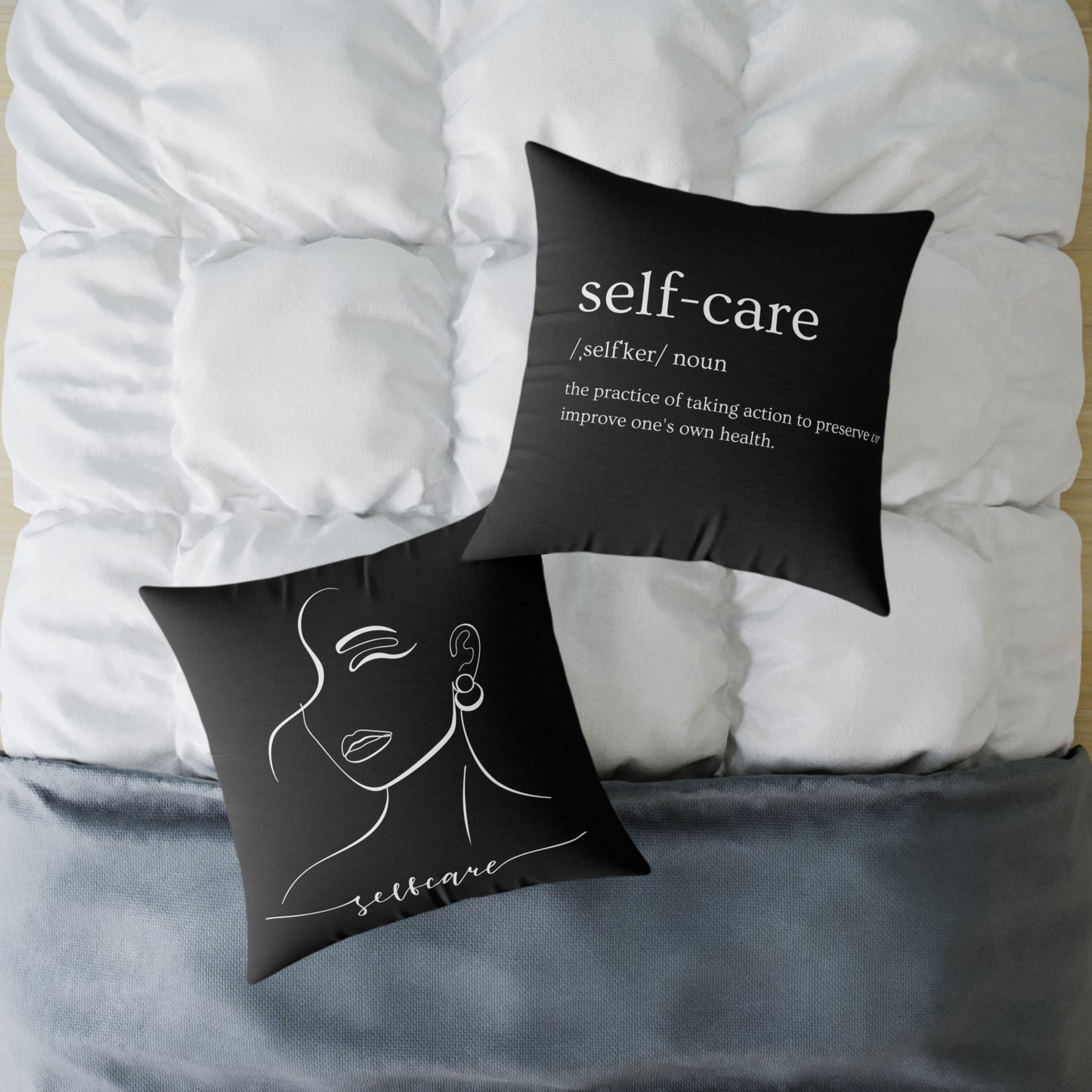 Chic Self-Care Pillow - Modern Decor, Cozy Home Accent, Gift for Wellness Lovers, Affirmation Decor, Inspirational Cushion