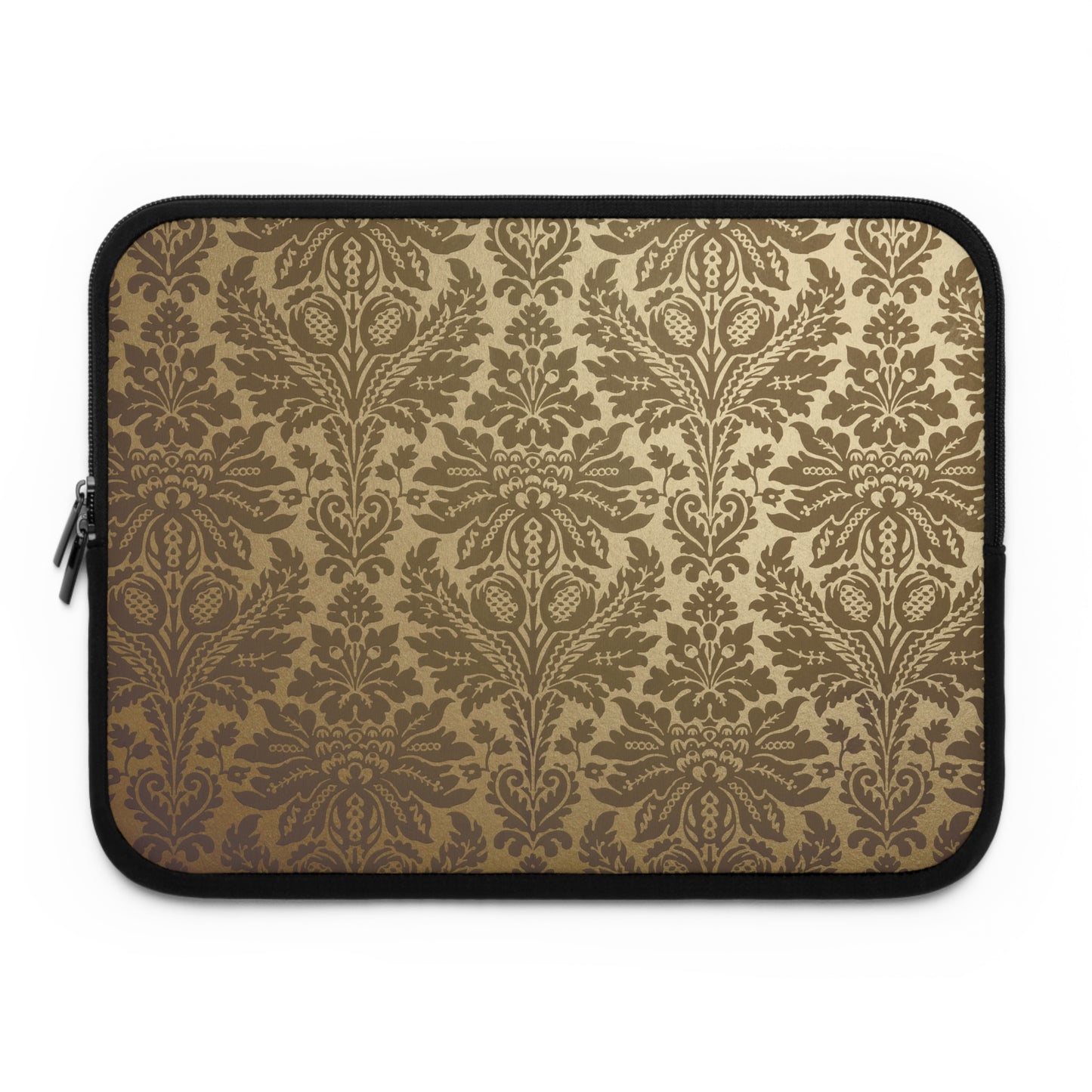 Laptop sleeve with damask pattern on a beige background