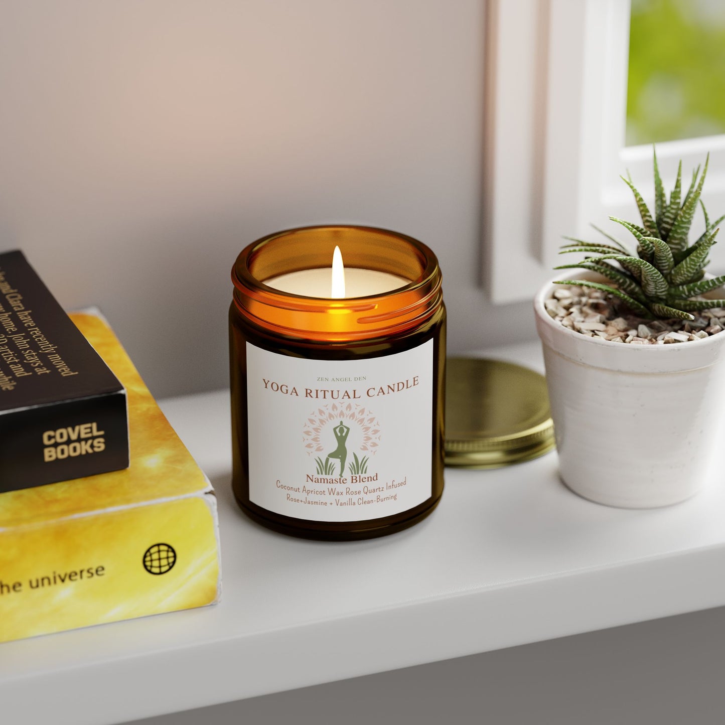 Yoga Ritual Candle - Scented Coconut Apricot Wax, Aromatherapy Candle, Spiritual Candle, Meditation Gift, Eco-Friendly Candle