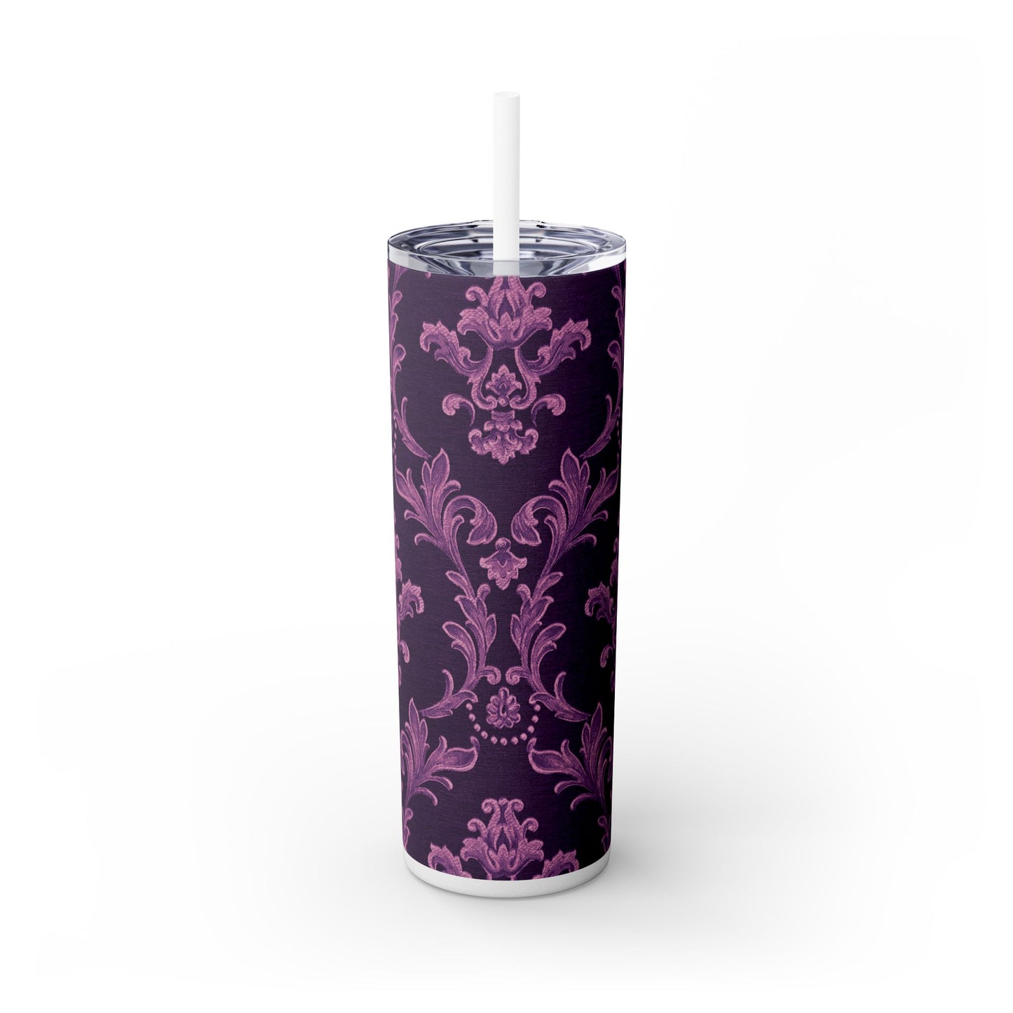 Elegant Floral Skinny Tumbler with Straw, 20oz | Perfect for Travel, Gifts, Parties, Home Decor, and Daily Use