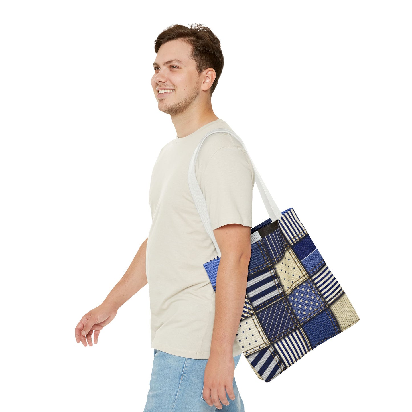 Denim Patchwork Tote Bag - Stylish Everyday Bag, Eco-Friendly Fashion, Perfect for Shopping, Beach, Travel, or Gifts
