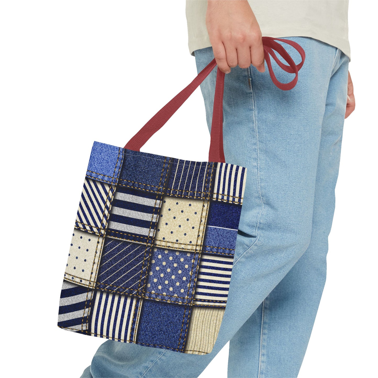Denim Patchwork Tote Bag - Stylish Everyday Bag, Eco-Friendly Fashion, Perfect for Shopping, Beach, Travel, or Gifts