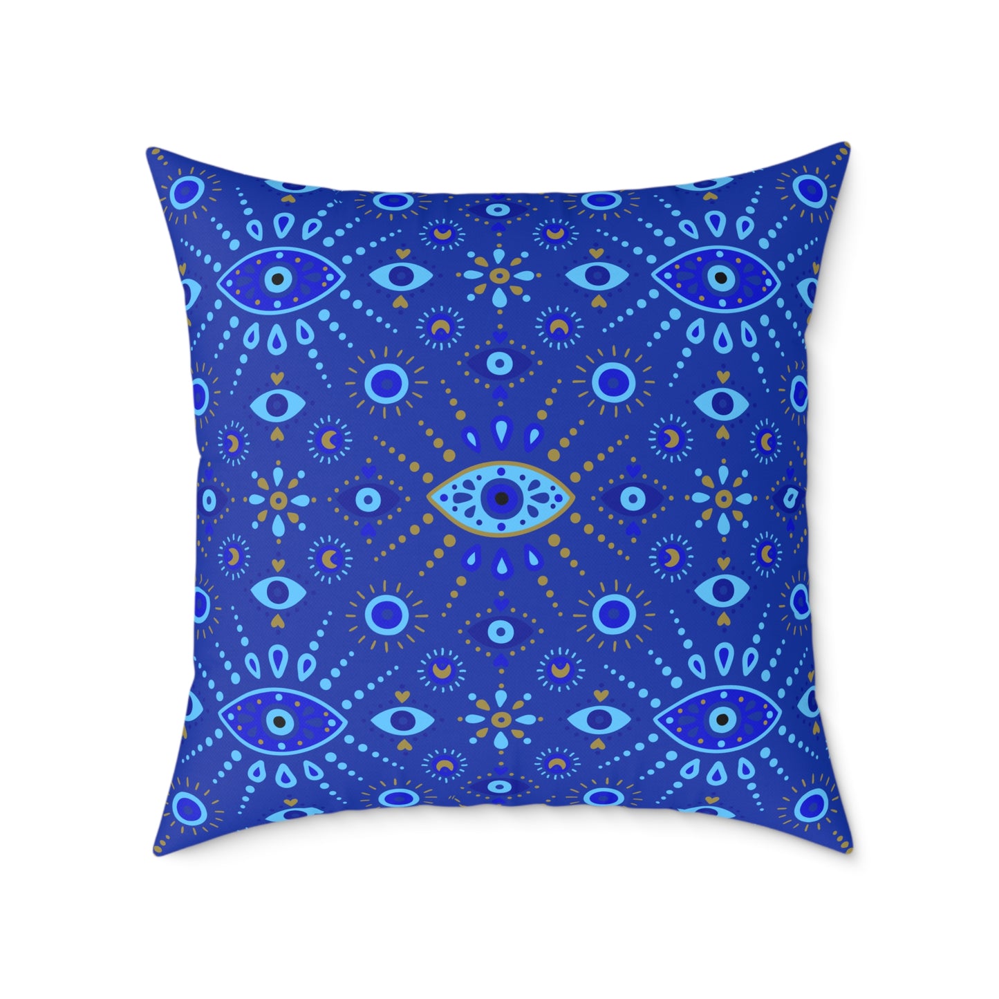 Boho Blue Eye Square Pillow, Decorative Cushion, Home Decor, Throw Pillow, Gift for Her, Cozy Living Room
