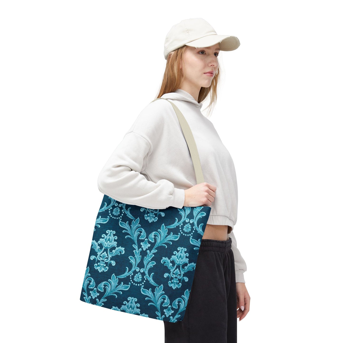 Elegant Floral Tote Bag, Reusable Shopping Bag, Eco-Friendly Carryall, Beach Tote, Gift for Her