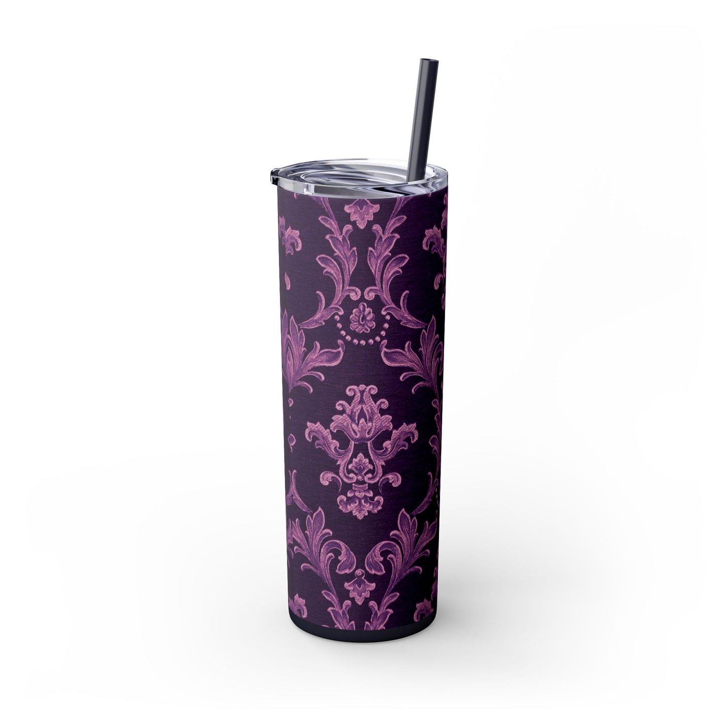 Elegant Floral Skinny Tumbler with Straw, 20oz | Perfect for Travel, Gifts, Parties, Home Decor, and Daily Use