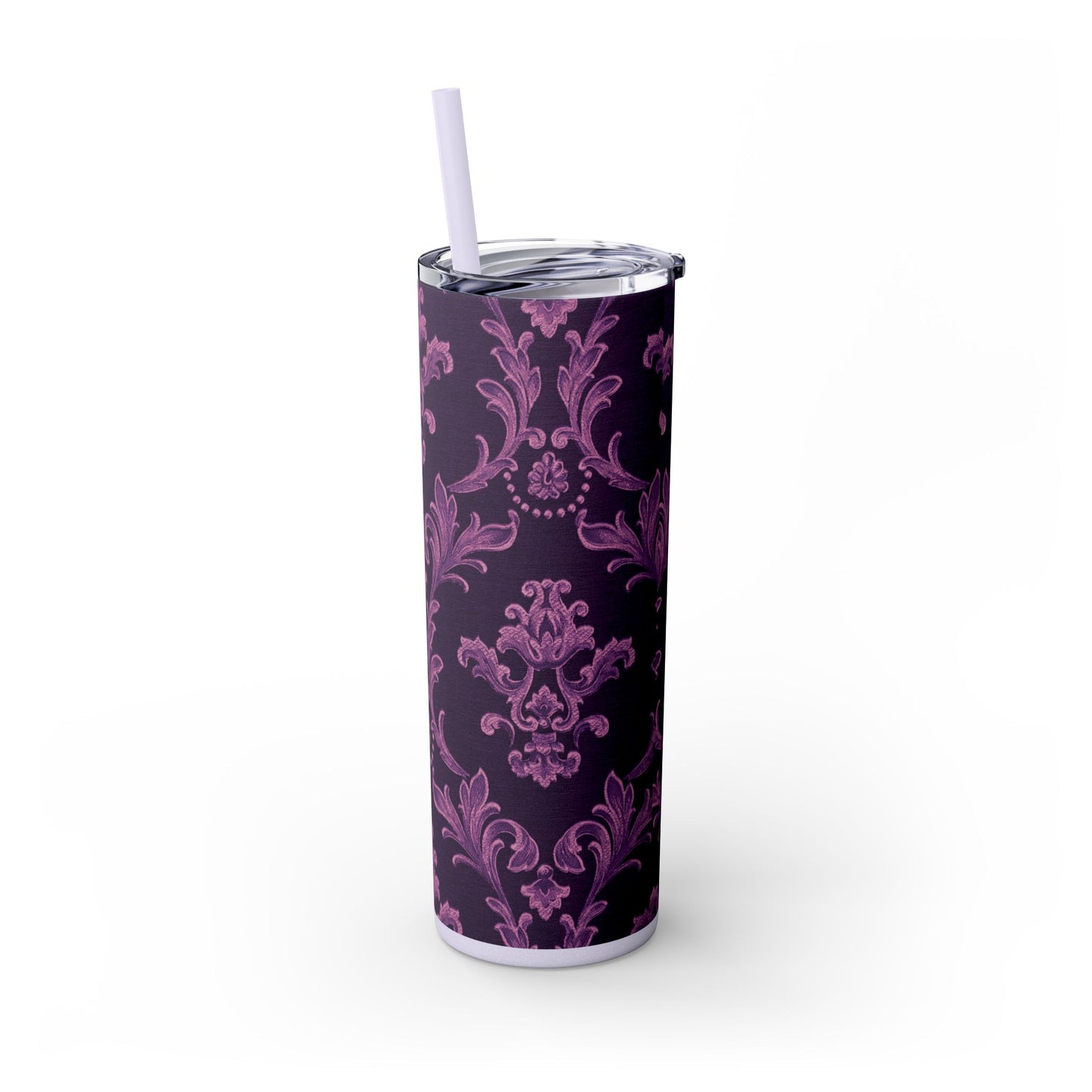 Elegant Floral Skinny Tumbler with Straw, 20oz | Perfect for Travel, Gifts, Parties, Home Decor, and Daily Use
