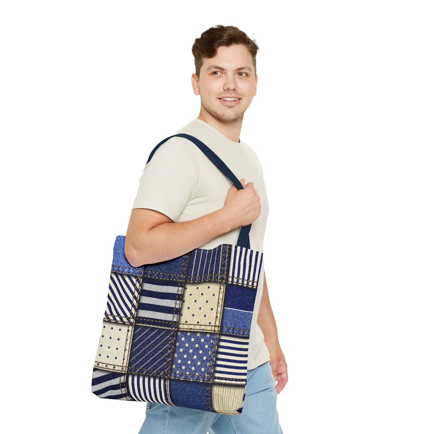 Denim Patchwork Tote Bag - Stylish Everyday Bag, Eco-Friendly Fashion, Perfect for Shopping, Beach, Travel, or Gifts