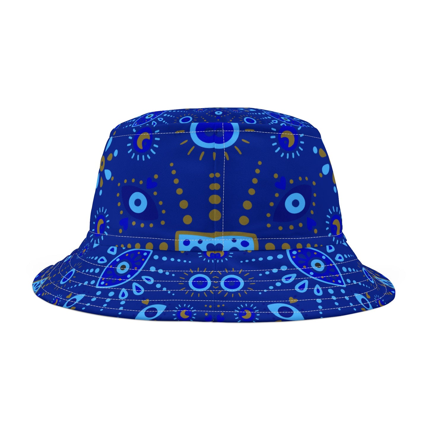 Blue Bohemian Bucket Hat, Stylish Summer Accessory, Beach Hat, Festival Gear, Unisex Fashion Headwear, Gift for Him or Her