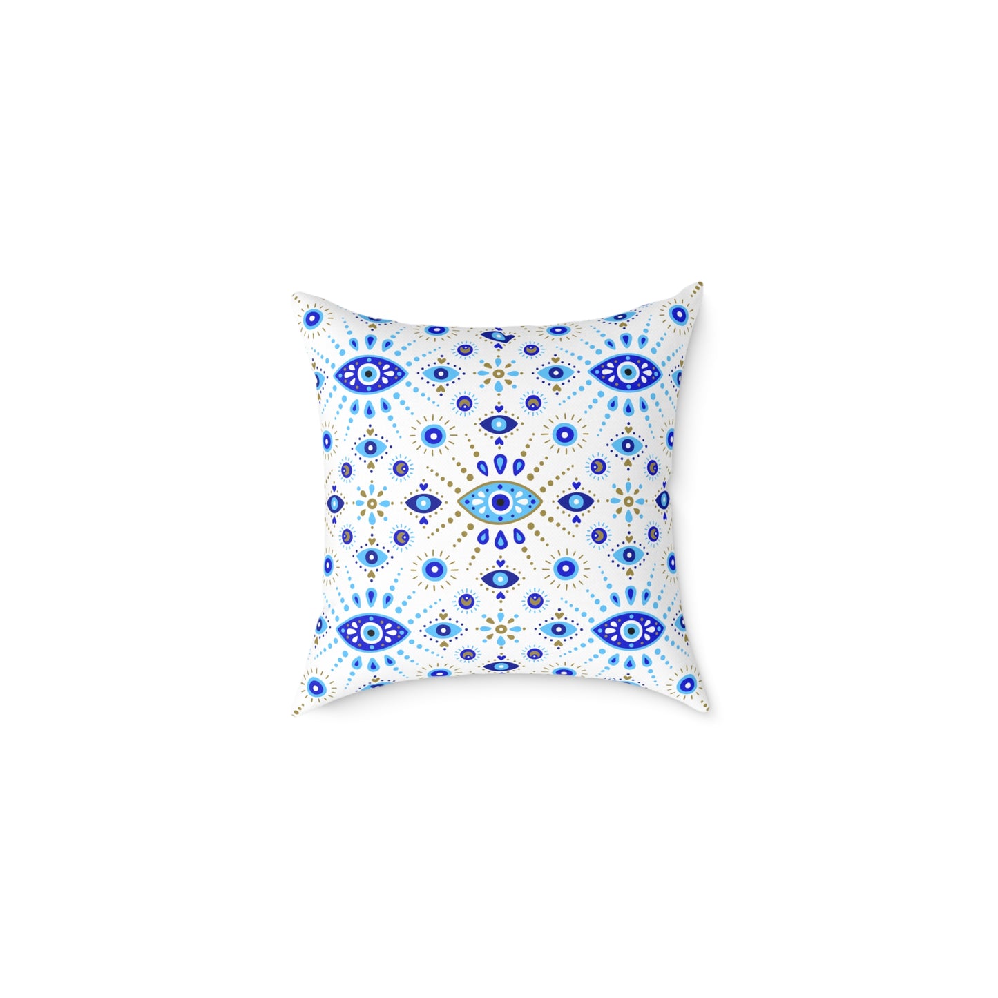 Bohemian Eye Pattern Pillow, Cozy Home Decor, Boho Accent Cushion, Throw Pillow for Couch, Gift for Her, Blue and White Decor