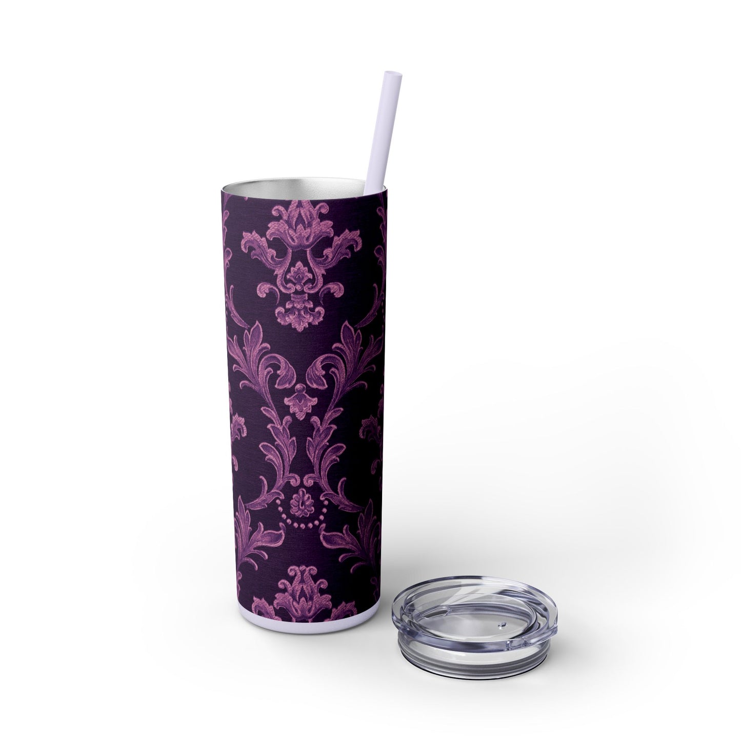 Elegant Floral Skinny Tumbler with Straw, 20oz | Perfect for Travel, Gifts, Parties, Home Decor, and Daily Use