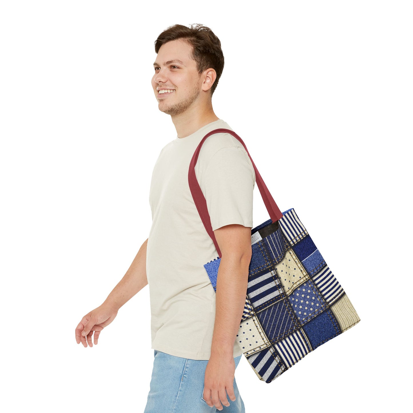 Denim Patchwork Tote Bag - Stylish Everyday Bag, Eco-Friendly Fashion, Perfect for Shopping, Beach, Travel, or Gifts