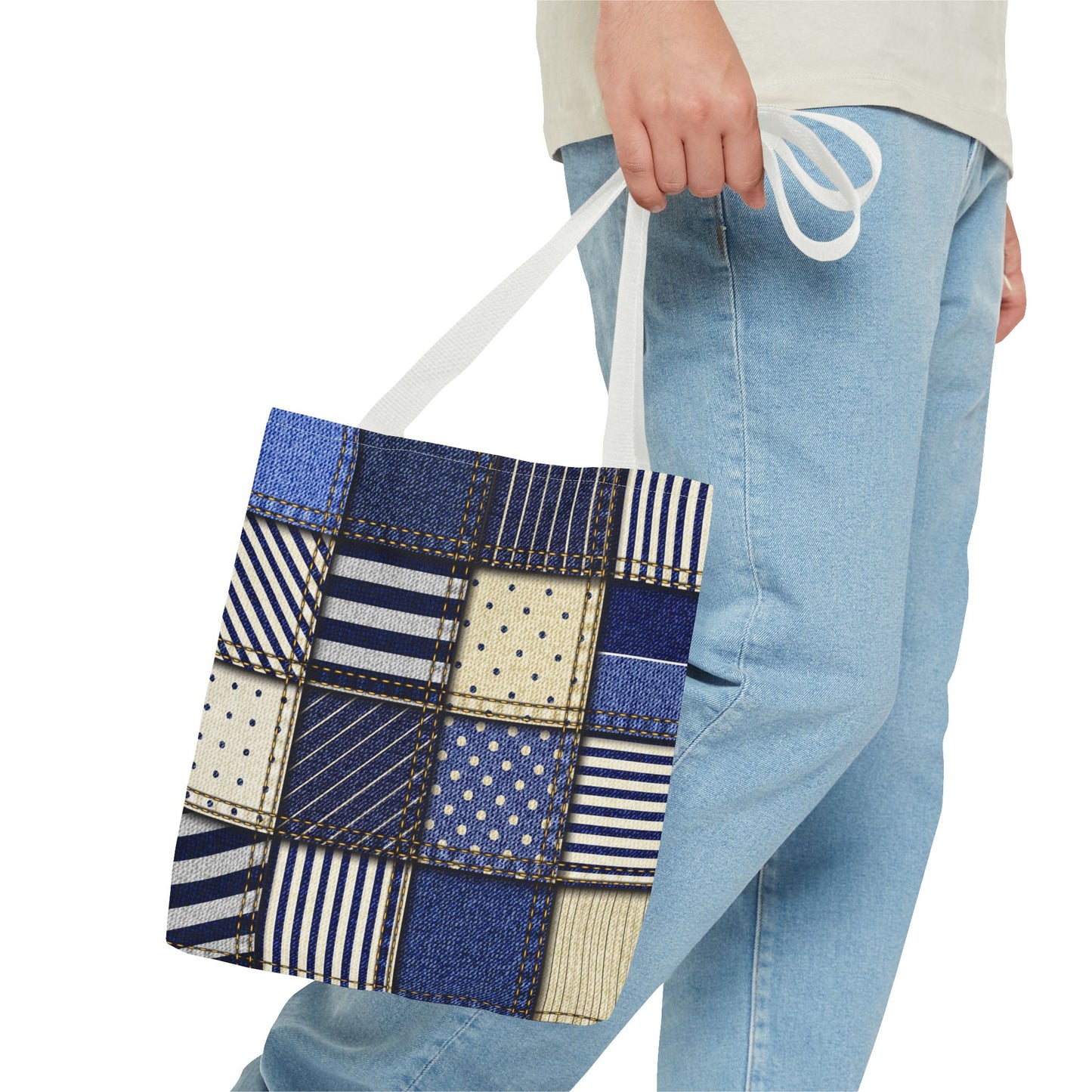 Denim Patchwork Tote Bag - Stylish Everyday Bag, Eco-Friendly Fashion, Perfect for Shopping, Beach, Travel, or Gifts