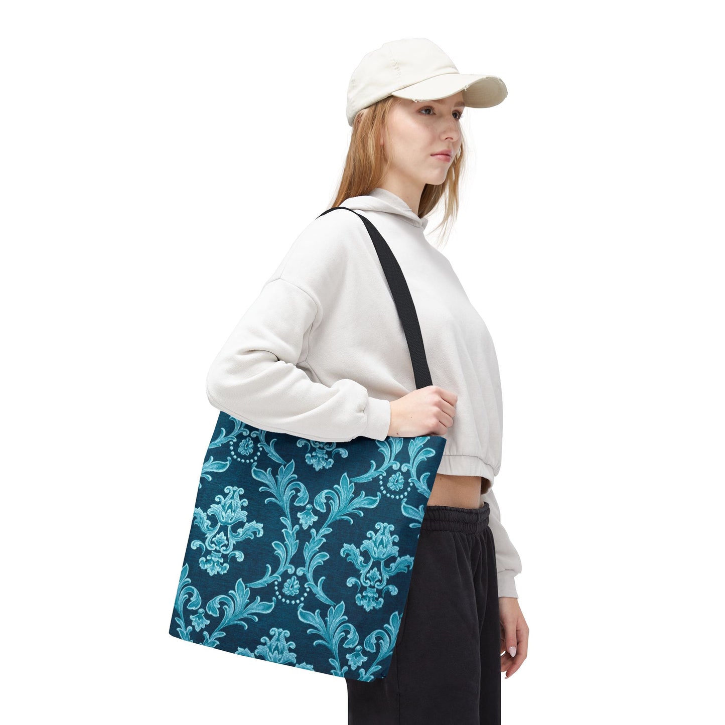 Elegant Floral Tote Bag, Reusable Shopping Bag, Eco-Friendly Carryall, Beach Tote, Gift for Her