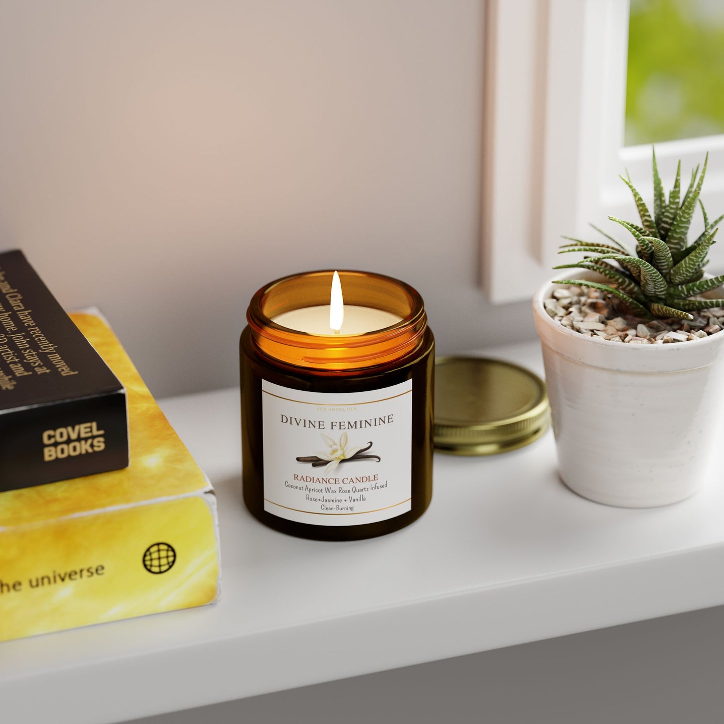 Scented Candles - Divine Feminine Vanilla Bean, Coconut Apricot Wax, Radiance Candle for Relaxation & Self-Care