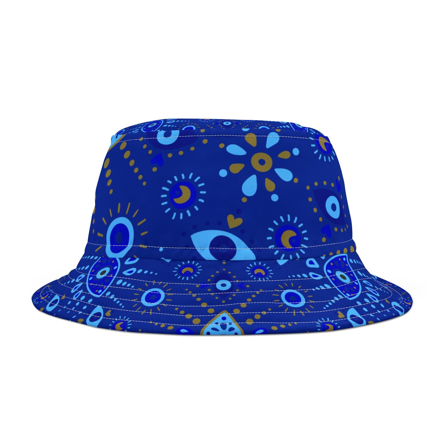 Blue Bohemian Bucket Hat, Stylish Summer Accessory, Beach Hat, Festival Gear, Unisex Fashion Headwear, Gift for Him or Her