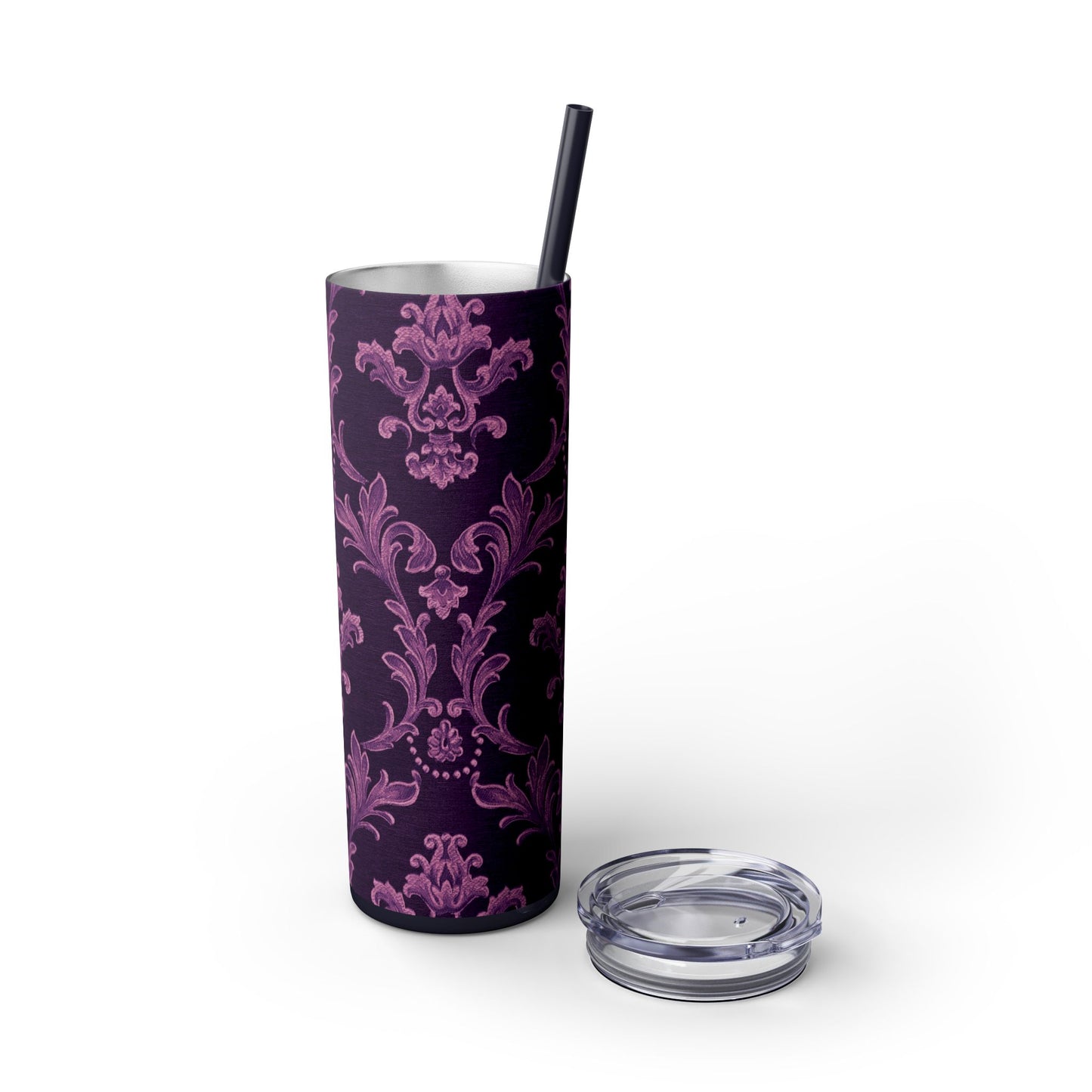 Elegant Floral Skinny Tumbler with Straw, 20oz | Perfect for Travel, Gifts, Parties, Home Decor, and Daily Use