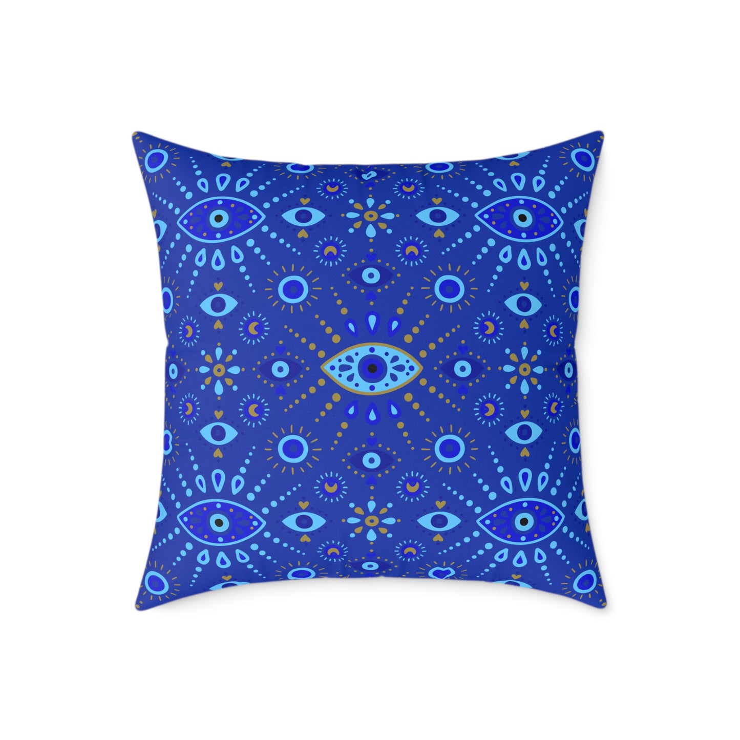 Boho Blue Eye Square Pillow, Decorative Cushion, Home Decor, Throw Pillow, Gift for Her, Cozy Living Room