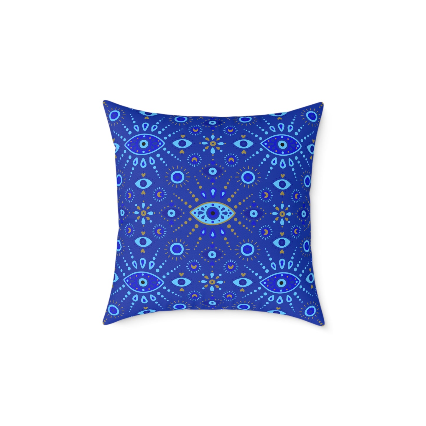 Boho Blue Eye Square Pillow, Decorative Cushion, Home Decor, Throw Pillow, Gift for Her, Cozy Living Room