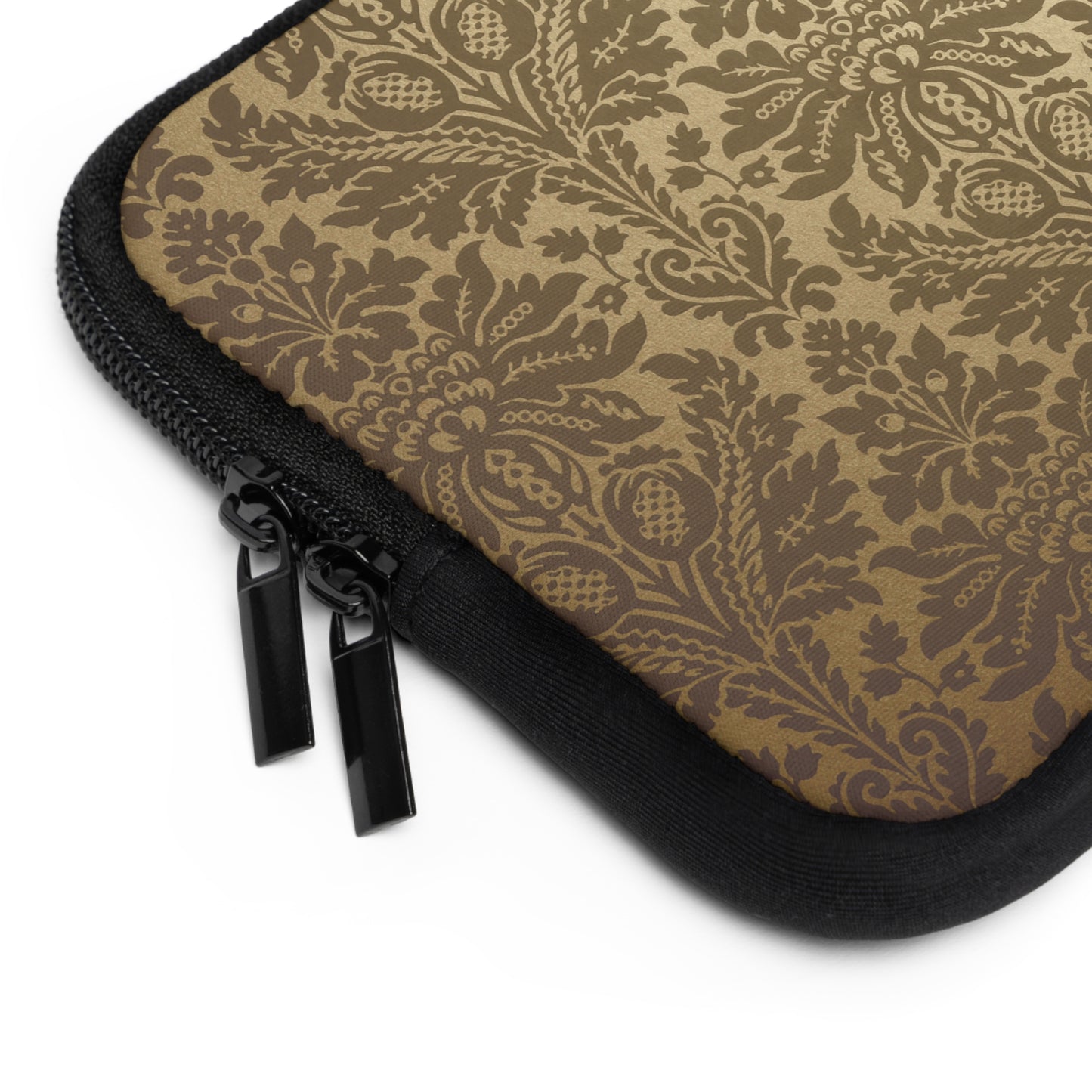 Patterned pouch with a zipper on a white background