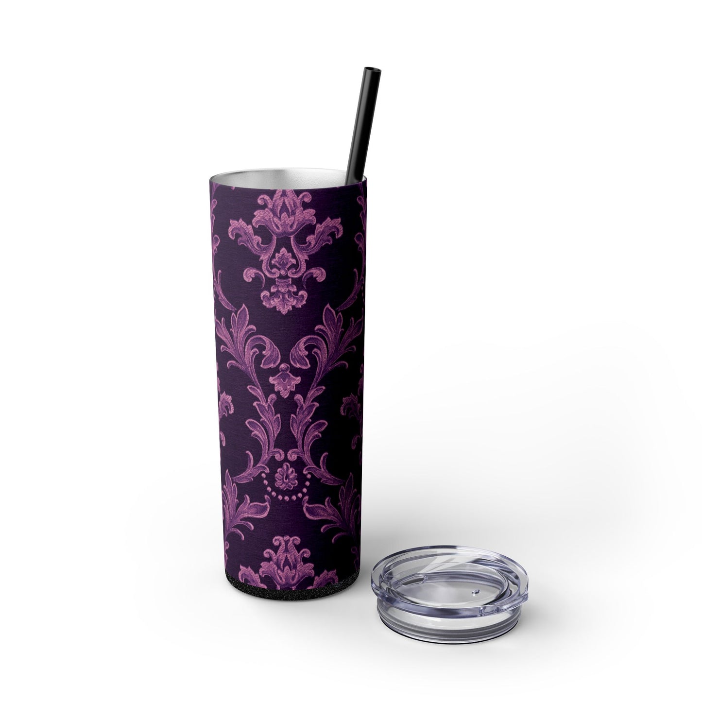 Elegant Floral Skinny Tumbler with Straw, 20oz | Perfect for Travel, Gifts, Parties, Home Decor, and Daily Use