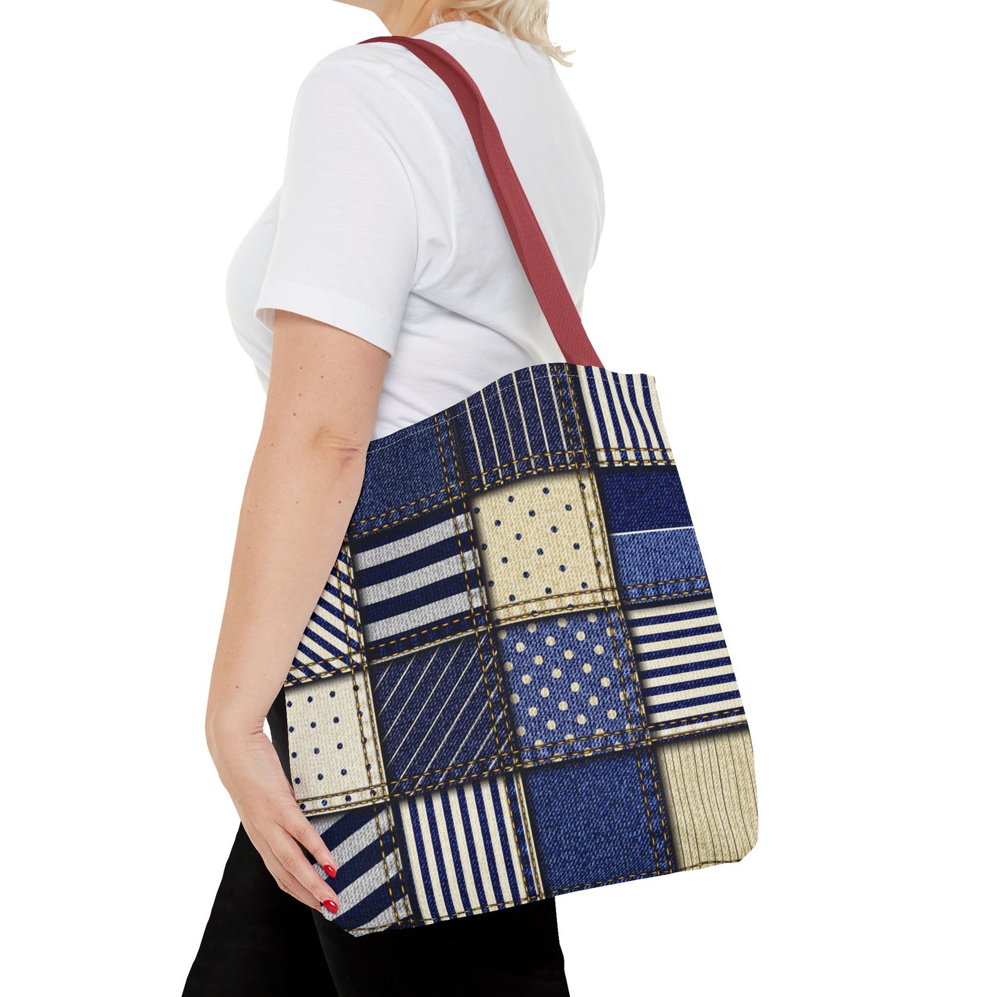 Denim Patchwork Tote Bag - Stylish Everyday Bag, Eco-Friendly Fashion, Perfect for Shopping, Beach, Travel, or Gifts
