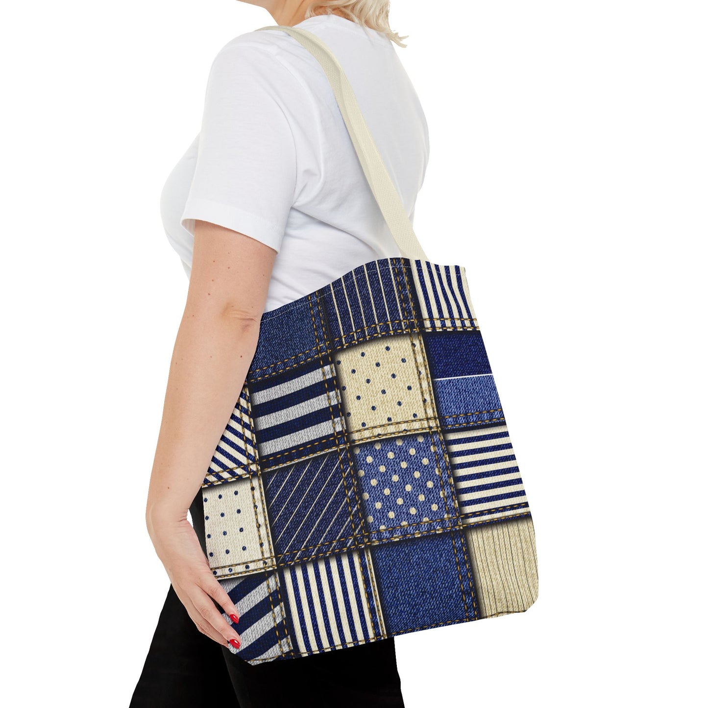 Denim Patchwork Tote Bag - Stylish Everyday Bag, Eco-Friendly Fashion, Perfect for Shopping, Beach, Travel, or Gifts
