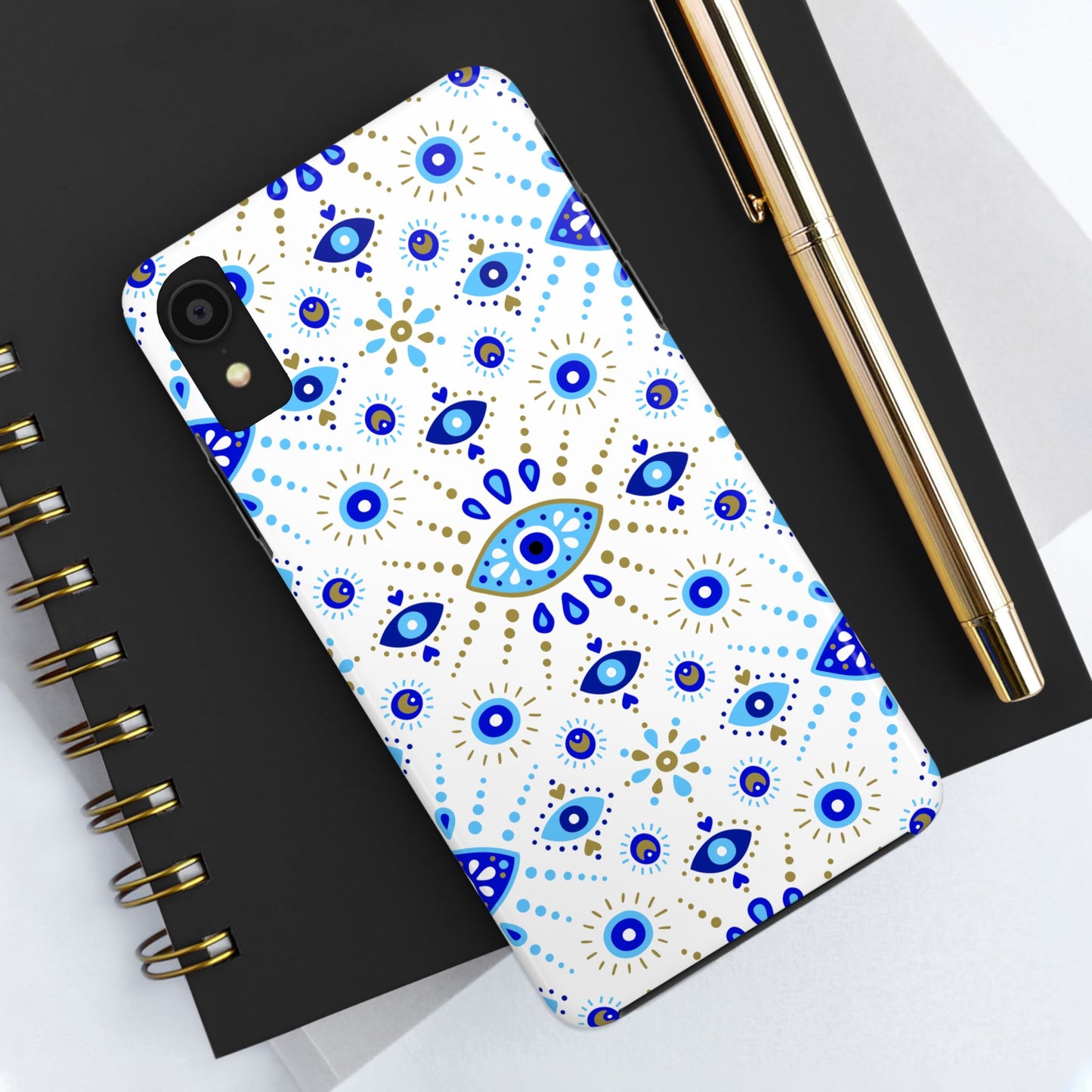 Blue Eye Pattern Tough Phone Cases, Durable Phone Cover, Bohemian Style, Unique Gift, Protective Tech Accessory