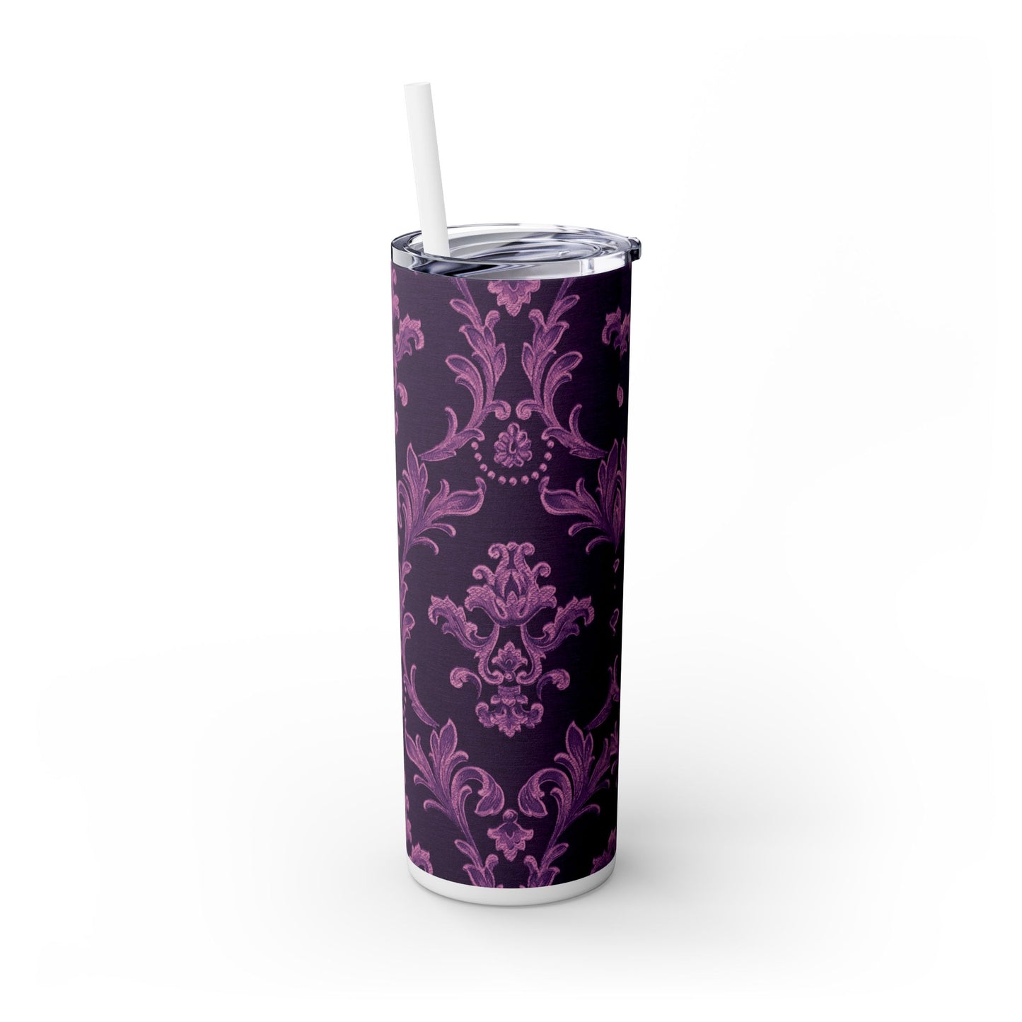 Elegant Floral Skinny Tumbler with Straw, 20oz | Perfect for Travel, Gifts, Parties, Home Decor, and Daily Use