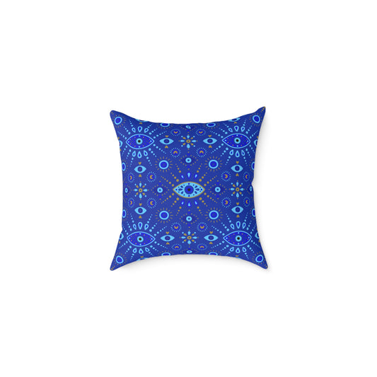 Boho Blue Eye Square Pillow, Decorative Cushion, Home Decor, Throw Pillow, Gift for Her, Cozy Living Room