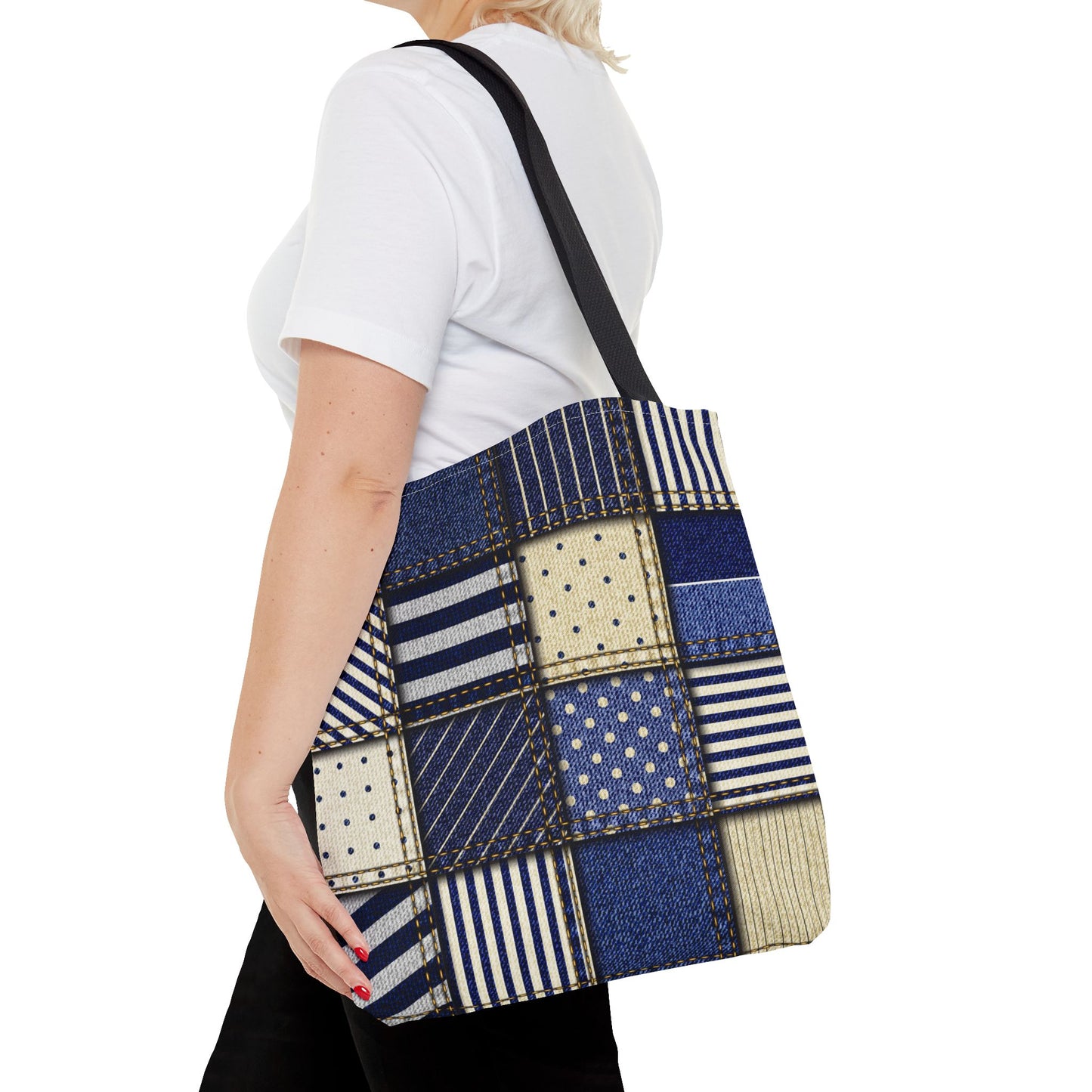 Denim Patchwork Tote Bag - Stylish Everyday Bag, Eco-Friendly Fashion, Perfect for Shopping, Beach, Travel, or Gifts