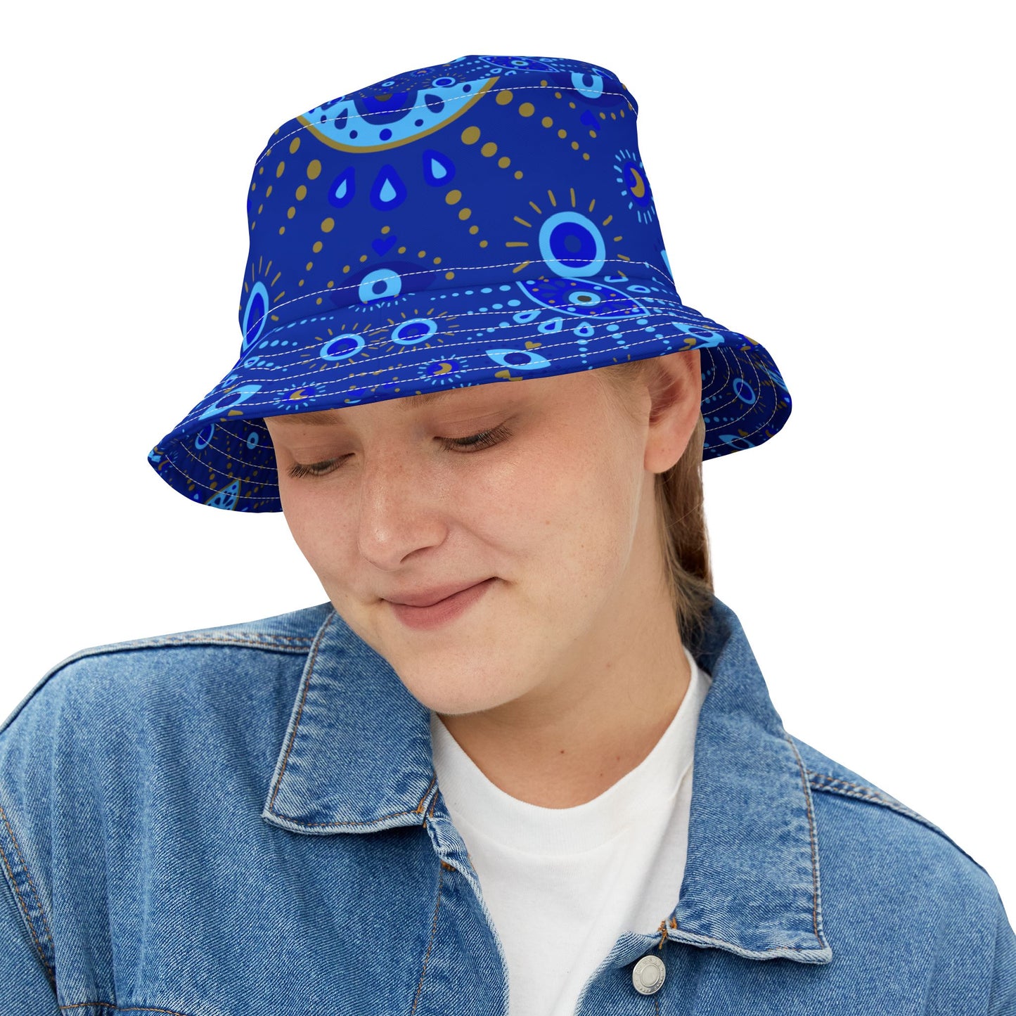 Blue Bohemian Bucket Hat, Stylish Summer Accessory, Beach Hat, Festival Gear, Unisex Fashion Headwear, Gift for Him or Her