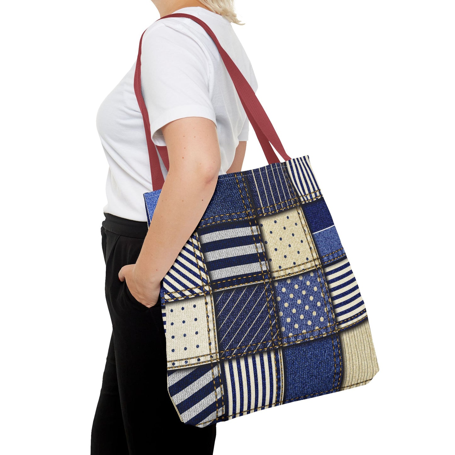 Denim Patchwork Tote Bag - Stylish Everyday Bag, Eco-Friendly Fashion, Perfect for Shopping, Beach, Travel, or Gifts
