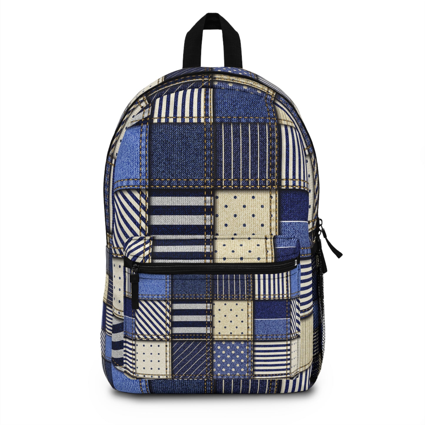 Stylish Denim Patchwork Backpack, Casual Backpack, School Bag, Fashion Statement, Travel Companion