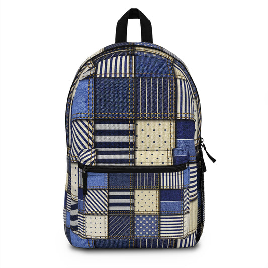 Stylish Denim Patchwork Backpack, Casual Backpack, School Bag, Fashion Statement, Travel Companion