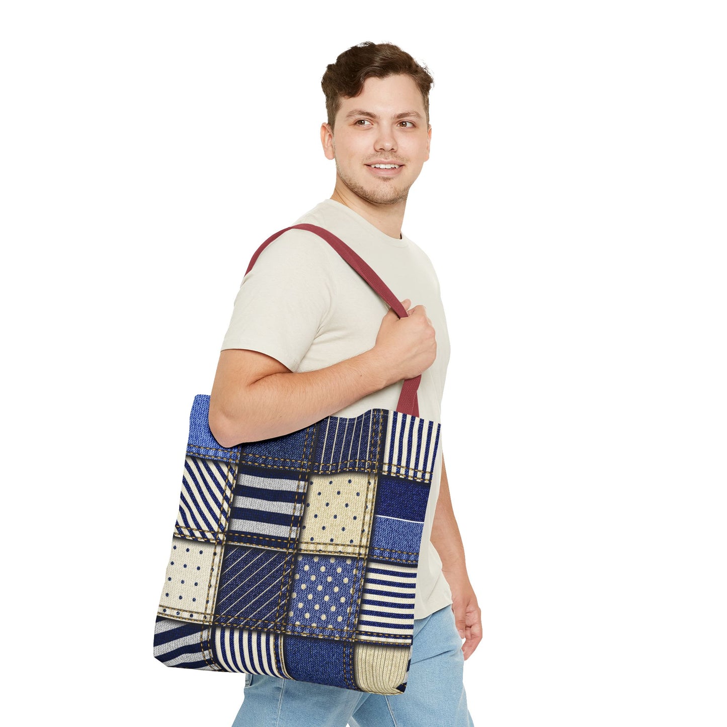 Denim Patchwork Tote Bag - Stylish Everyday Bag, Eco-Friendly Fashion, Perfect for Shopping, Beach, Travel, or Gifts