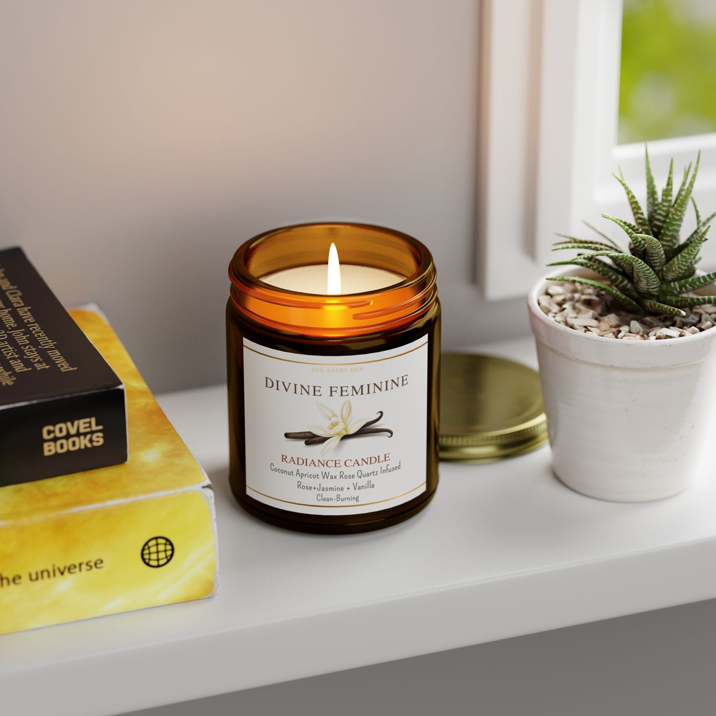 Scented Candles - Divine Feminine Vanilla Bean, Coconut Apricot Wax, Radiance Candle for Relaxation & Self-Care