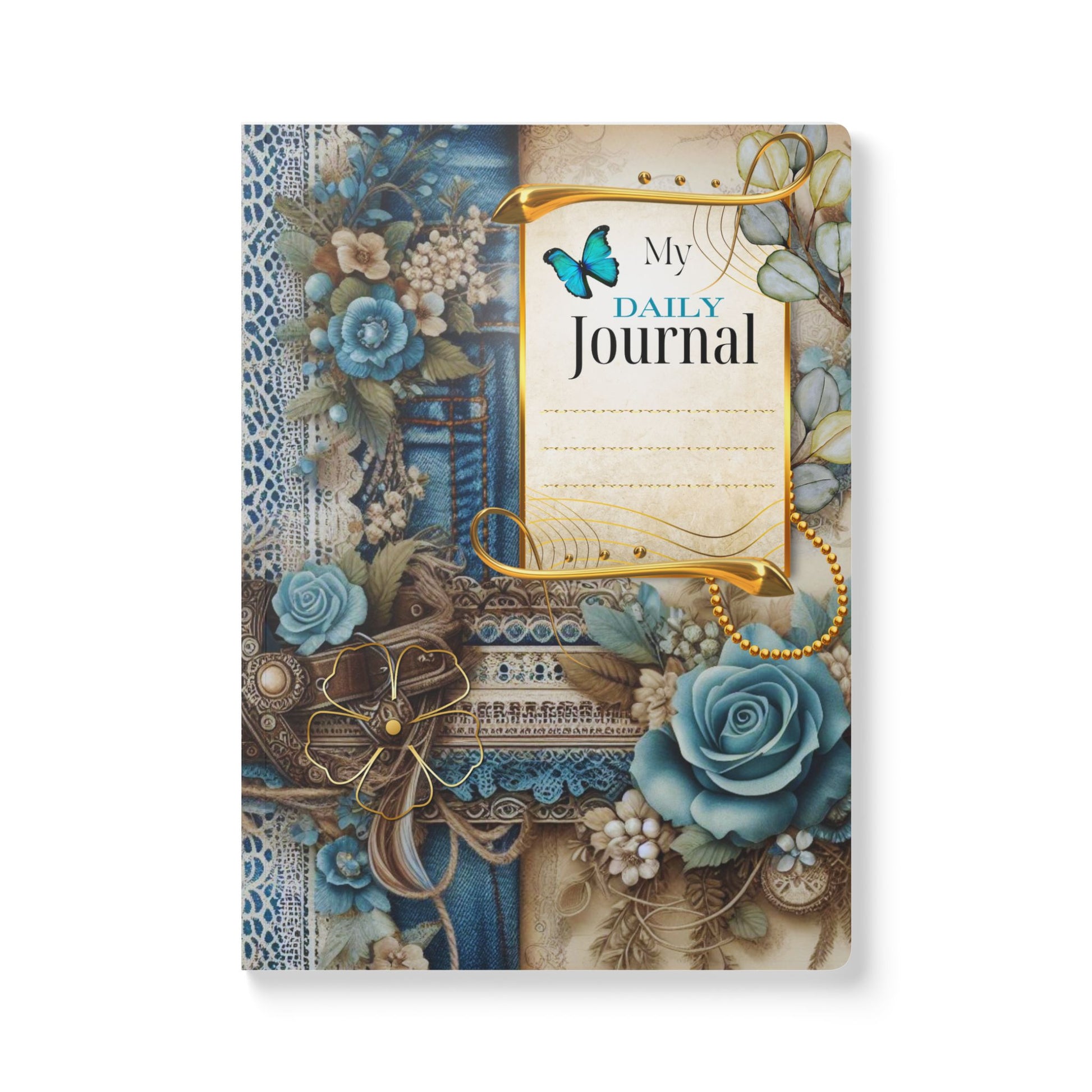 Decorative journal with floral designs and 'My Daily Journal' text on a white background