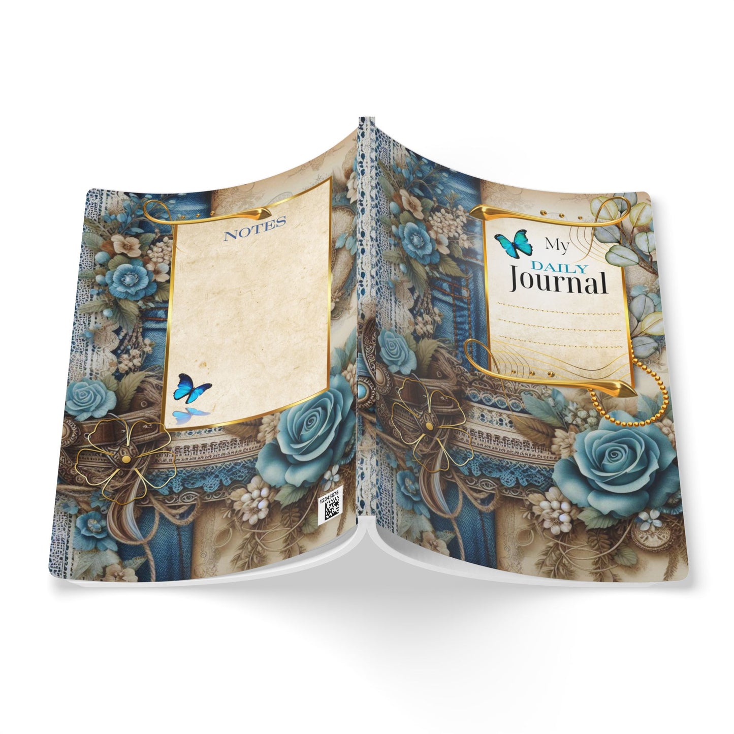 Daily Floral Journal, Softcover Notebook for Writing, Gift for Her, Inspirational Journal, Planner, Self-Care Diary
