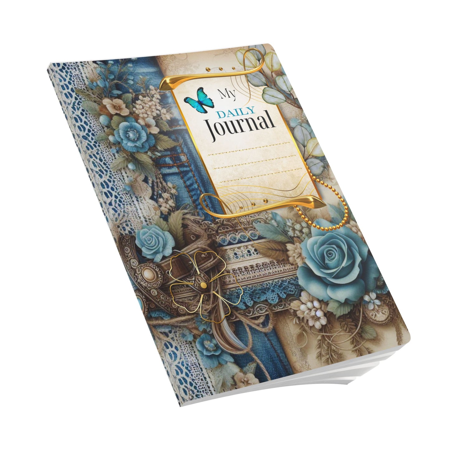 Daily Floral Journal, Softcover Notebook for Writing, Gift for Her, Inspirational Journal, Planner, Self-Care Diary