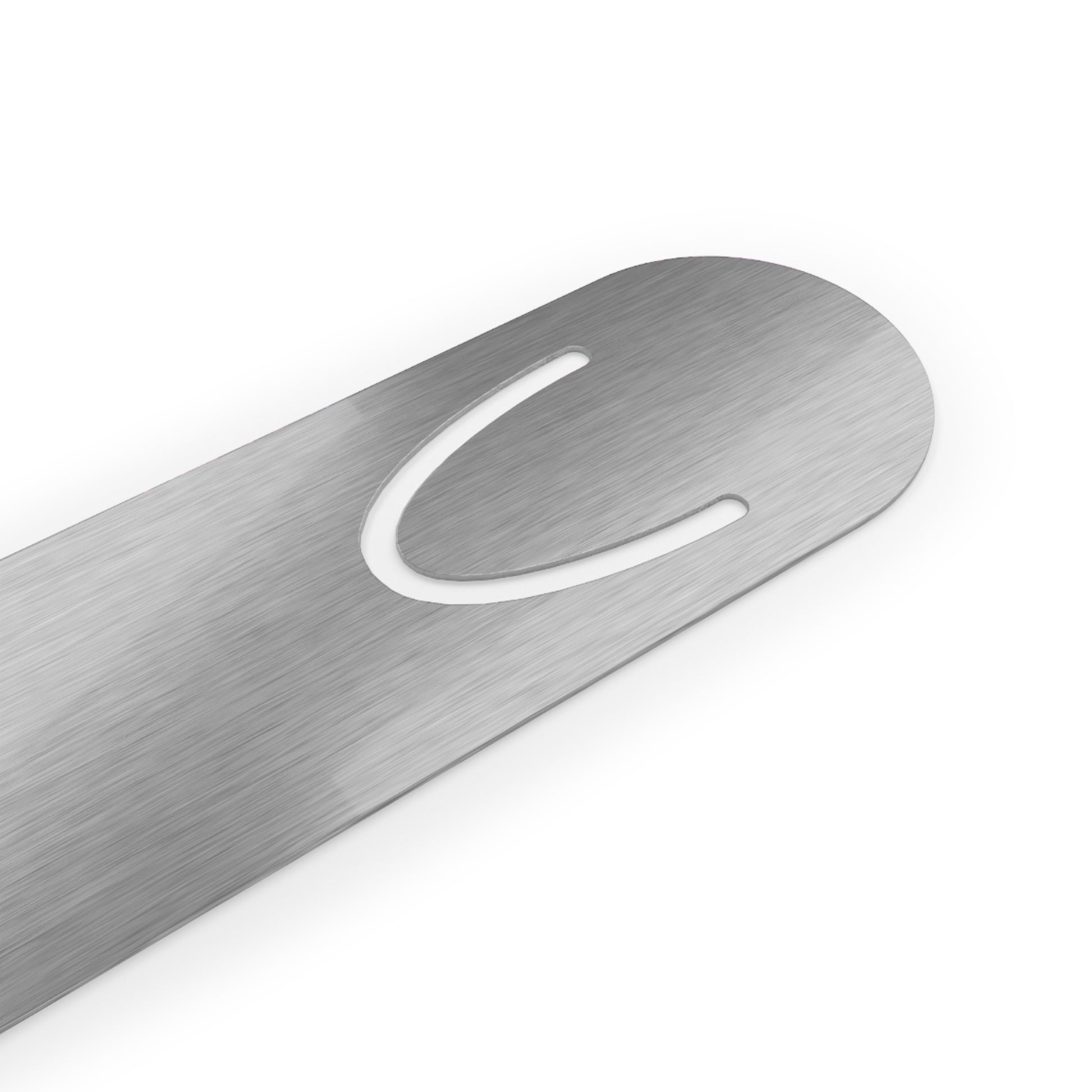 Metallic object with a circular cutout on a white background