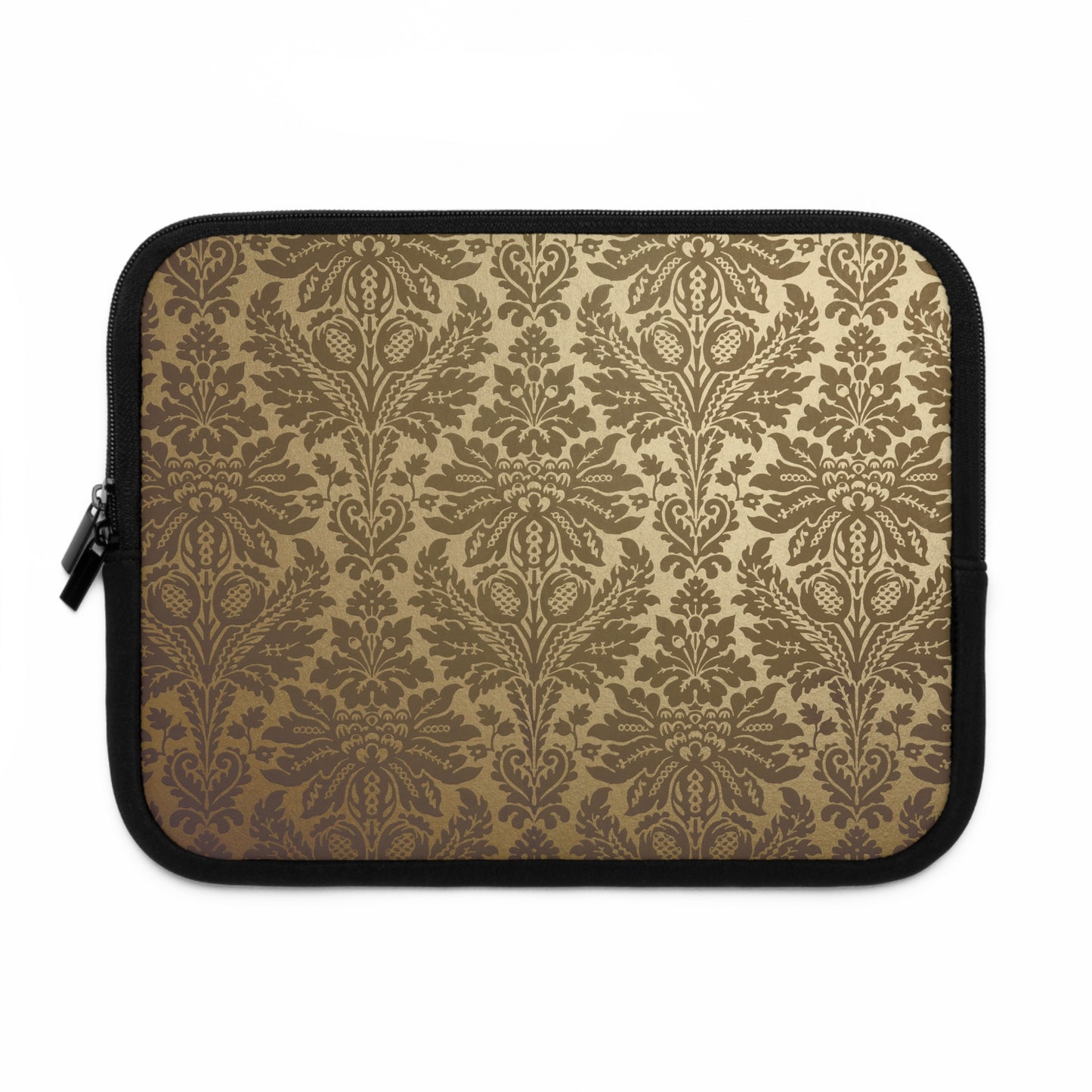 Laptop sleeve with damask pattern on a beige background