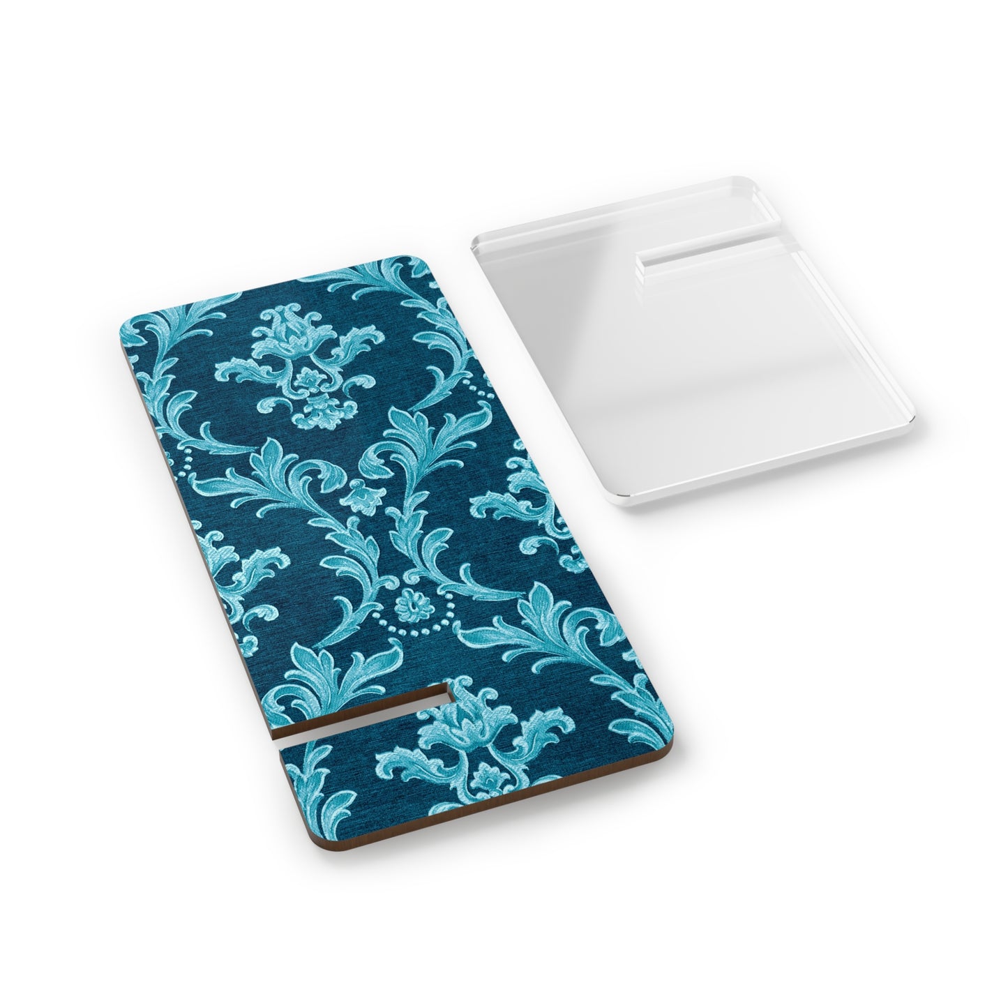 Notebook with blue floral pattern on a white background