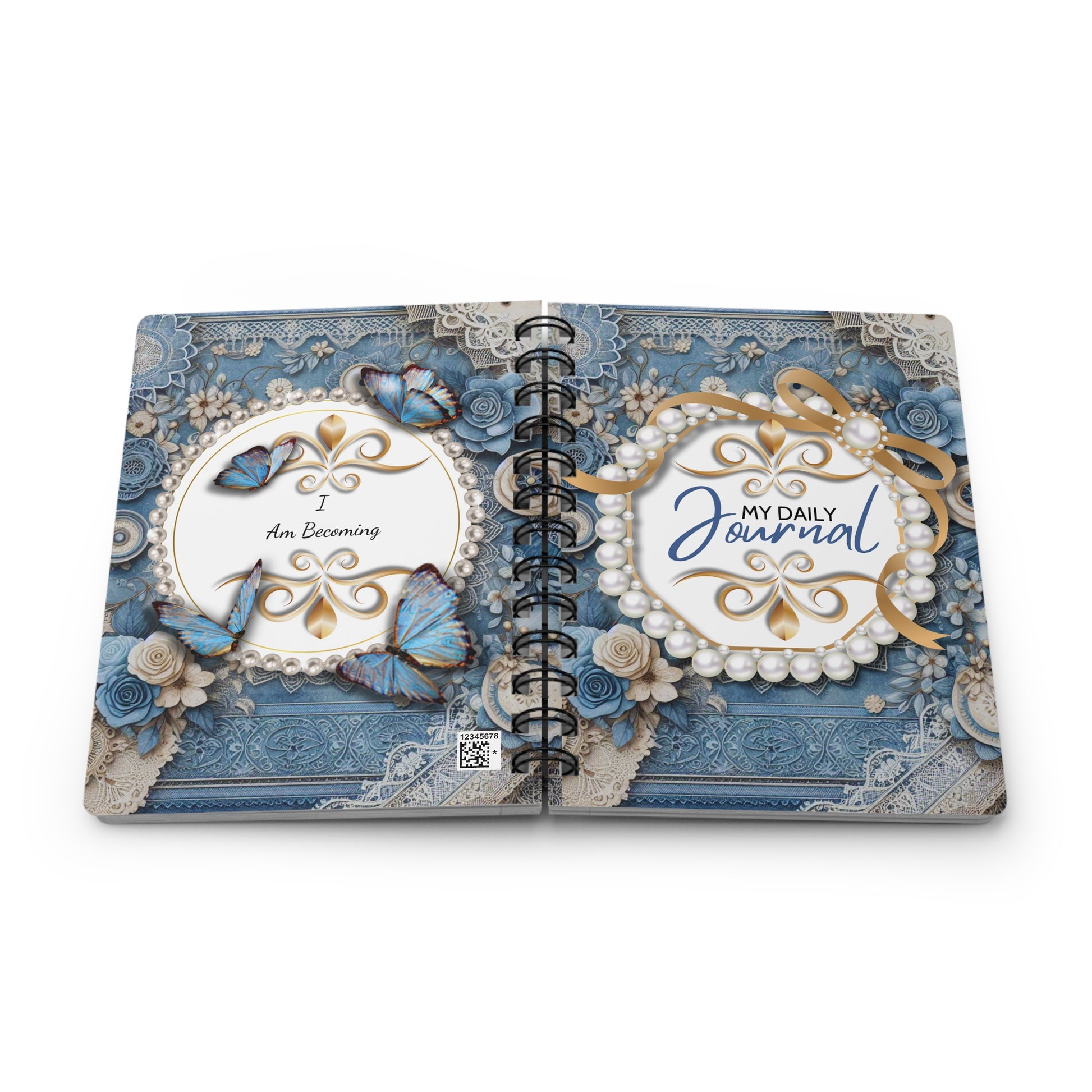 Decorative journal with floral and butterfly design on a white background